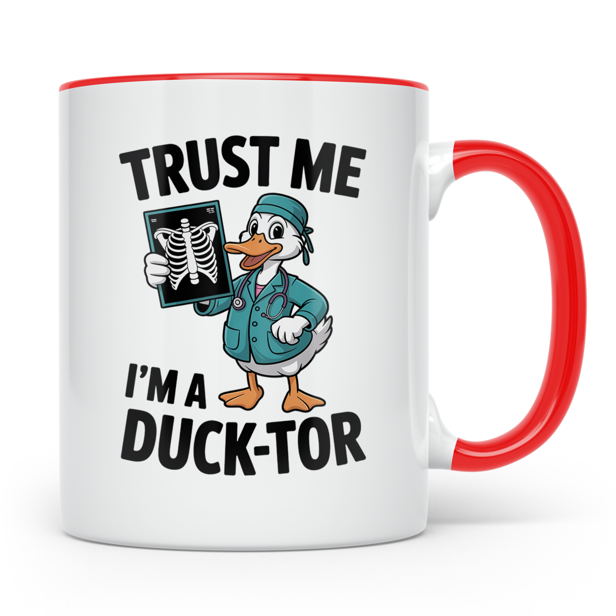 Ducktor Tasse - Lustige Arzt Ente mit Röntgenbild - Medizine – Rot [farbe:rot]