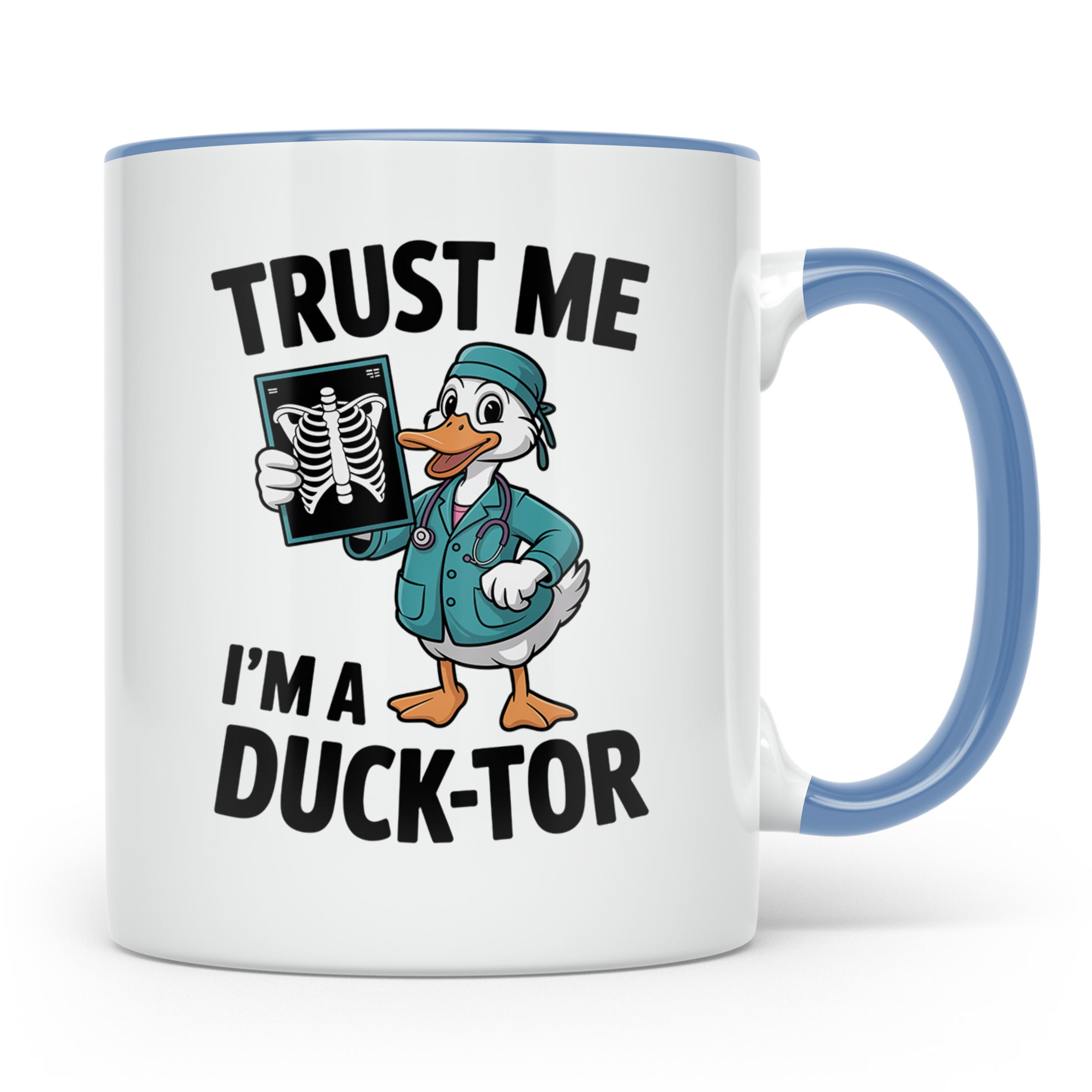 Ducktor Tasse - Lustige Arzt Ente mit Röntgenbild - Medizine – Blau [farbe:blau]