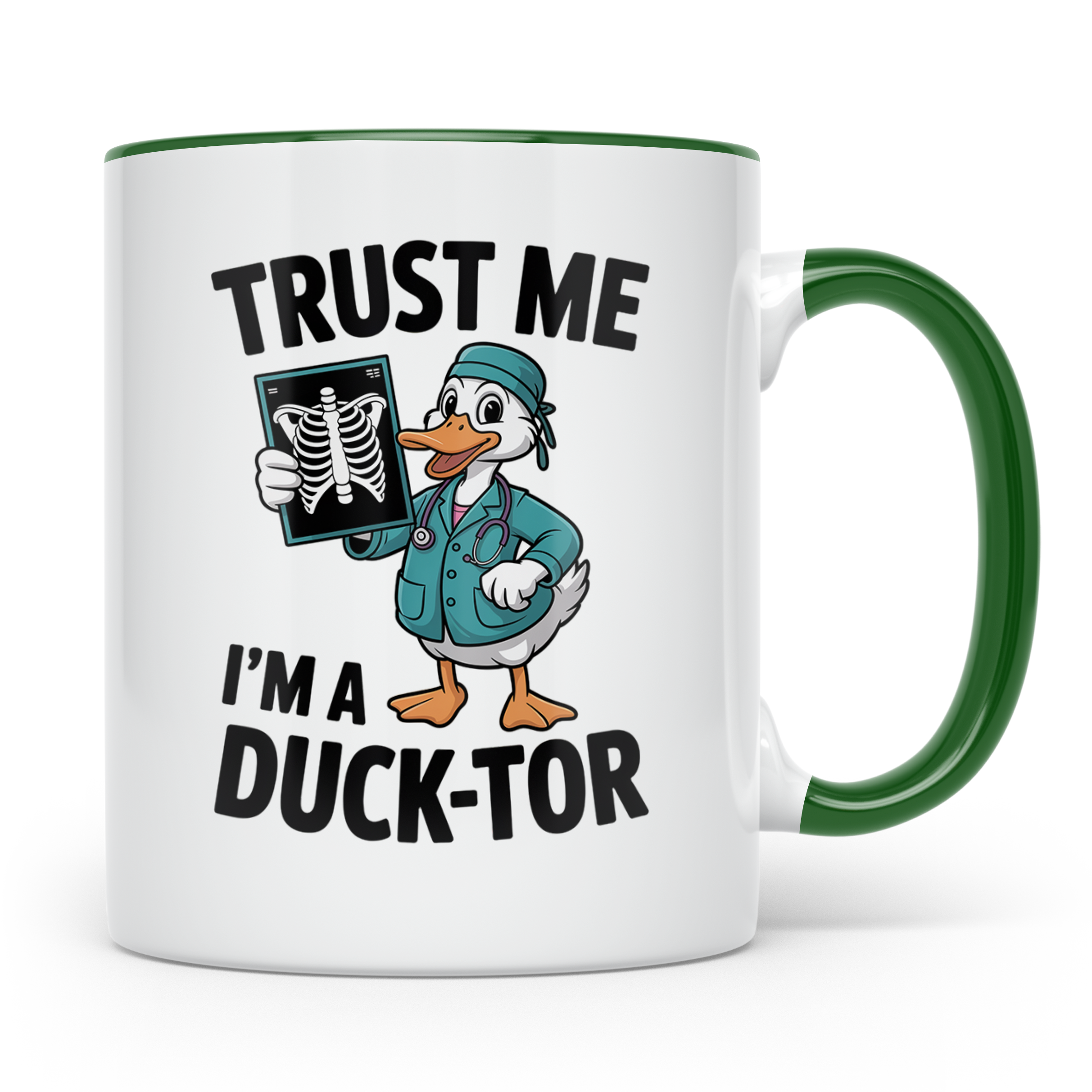 Ducktor Tasse - Lustige Arzt Ente mit Röntgenbild - Medizine – Grün [farbe:grün]