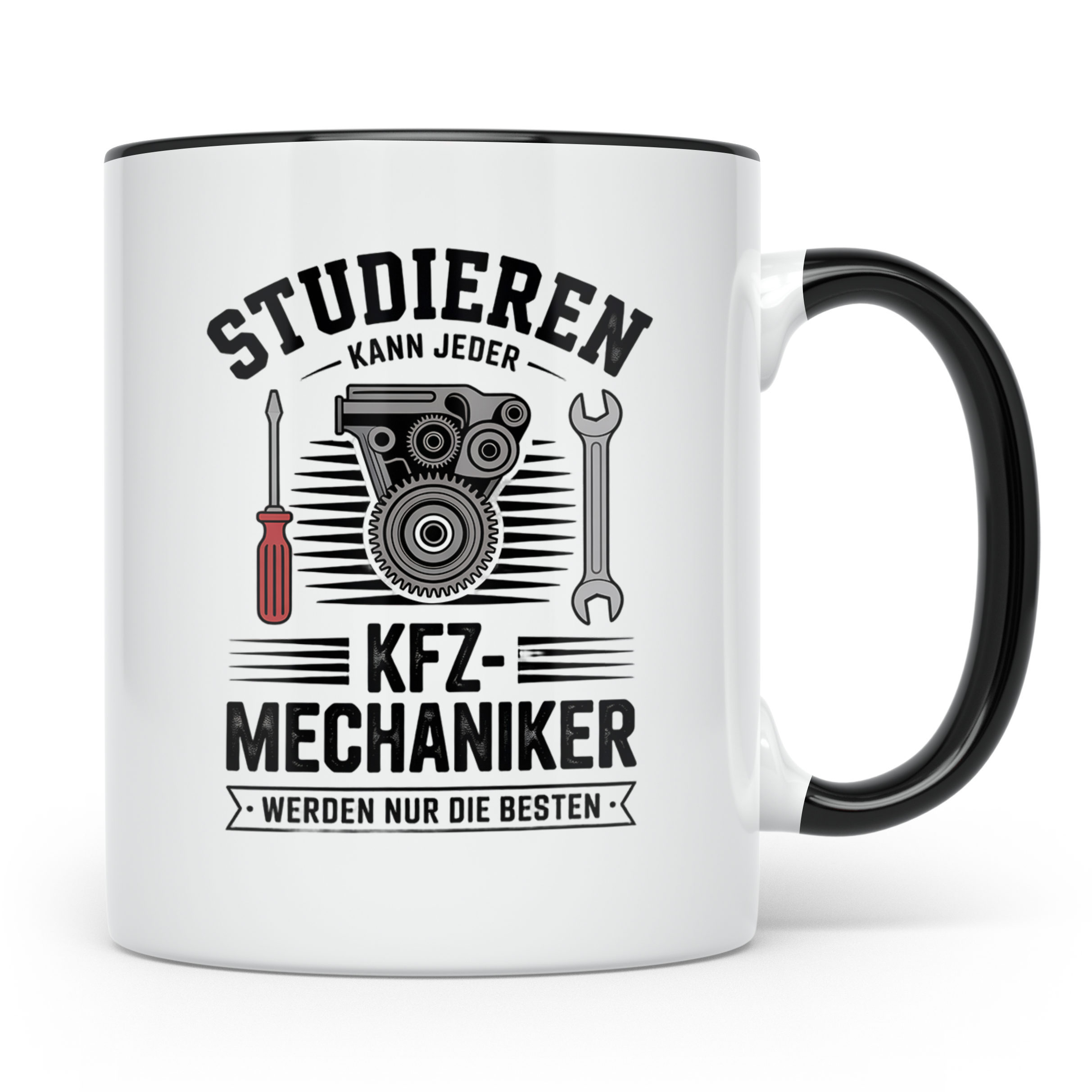 KFZ Mechaniker Tasse - Studieren Kann Jeder - Auto Schrauber – Schwarz [farbe:schwarz]