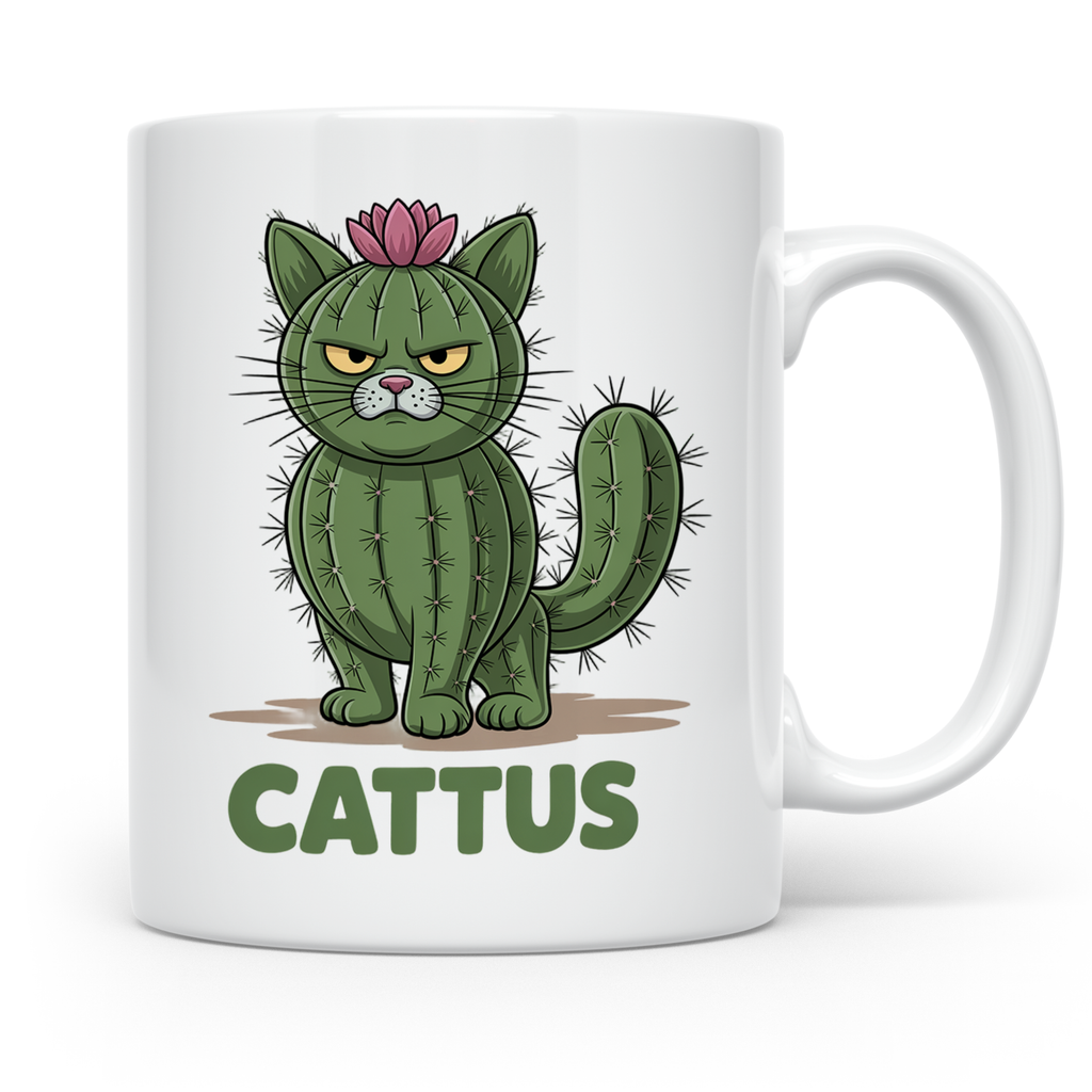 Cattus Tasse - Kaktus Katze Geschenk für Pflanzenliebhaber & – Weiß [farbe:weiß]