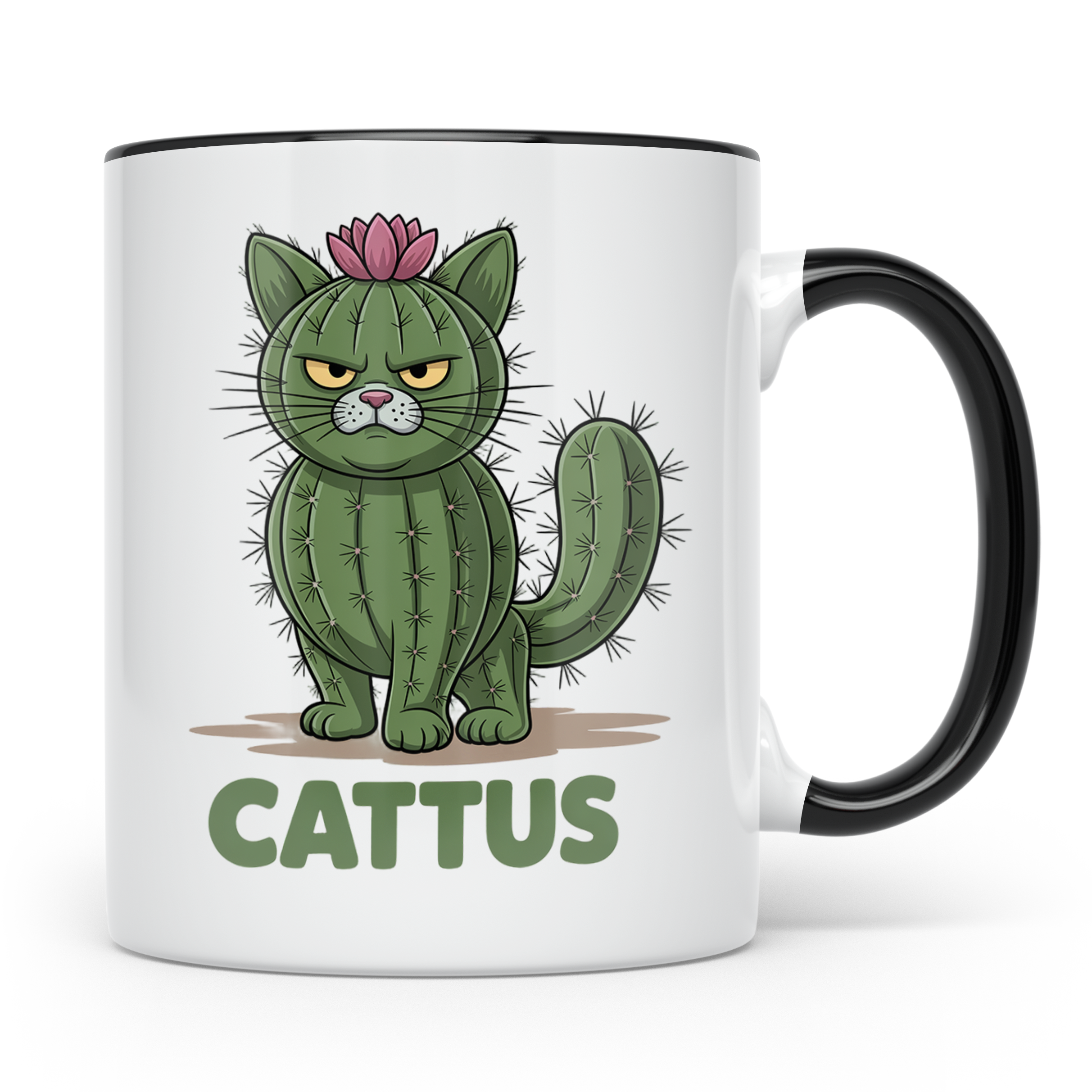 Cattus Tasse - Kaktus Katze Geschenk für Pflanzenliebhaber & – Schwarz [farbe:schwarz]