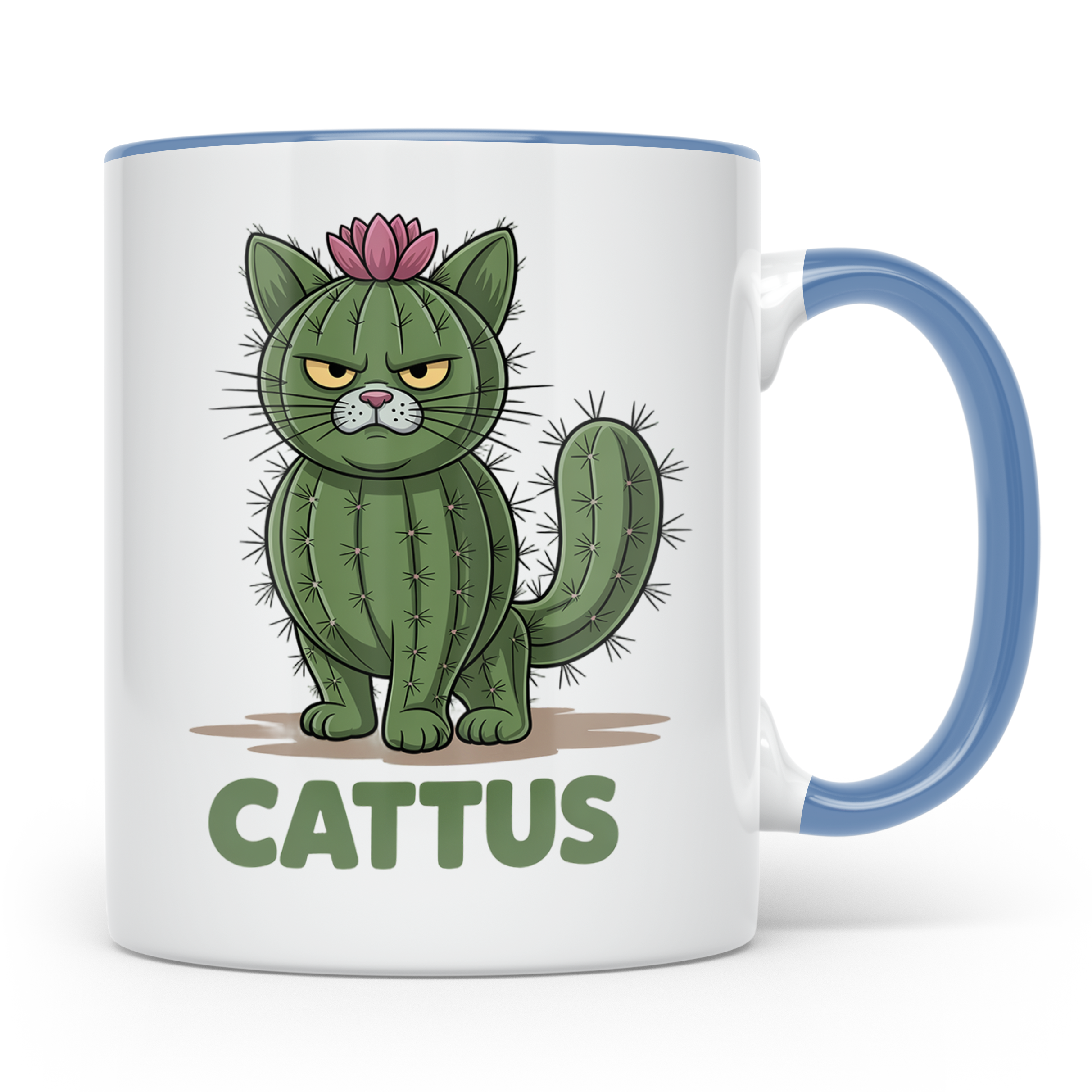 Cattus Tasse - Kaktus Katze Geschenk für Pflanzenliebhaber & – Blau [farbe:blau]