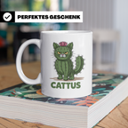 Cattus Tasse - Kaktus Katze Geschenk für Pflanzenliebhaber & – Weiß [farbe:weiß]