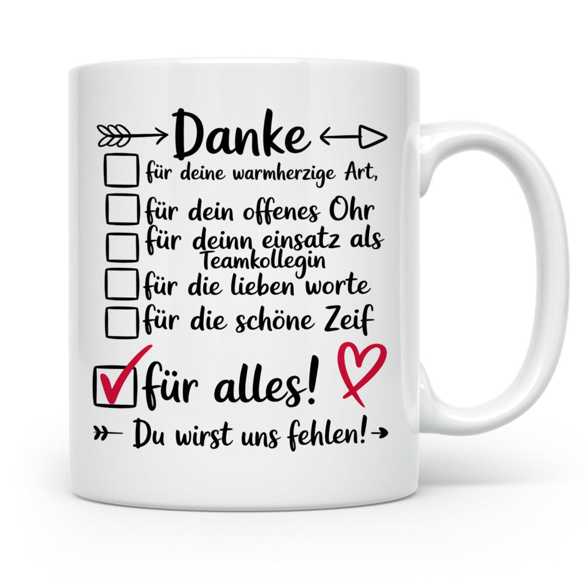 Abschiedsgeschenk Tasse - Danke für Teamkollegin, Arbeitskol – Weiß [farbe:weiß]