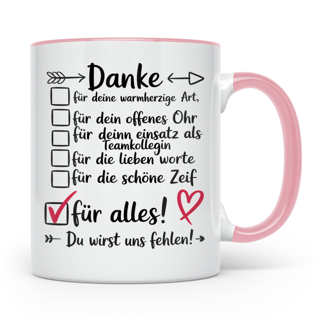 Abschiedsgeschenk Tasse - Danke für Teamkollegin, Arbeitskol – Rosa [farbe:rosa]