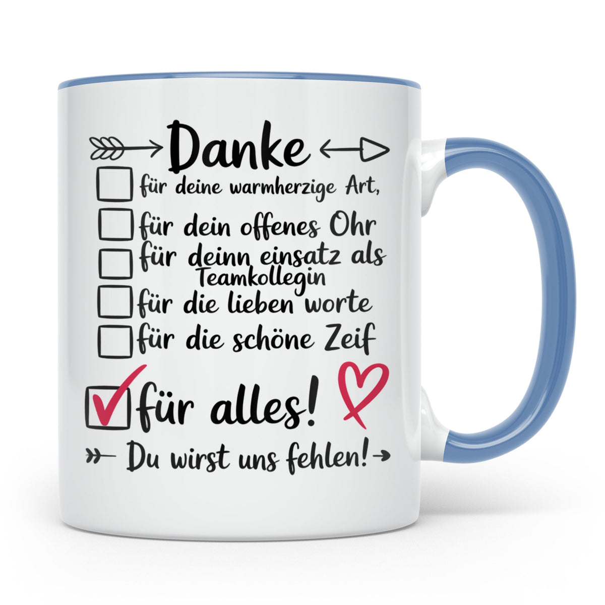 Abschiedsgeschenk Tasse - Danke für Teamkollegin, Arbeitskol – Blau [farbe:blau]