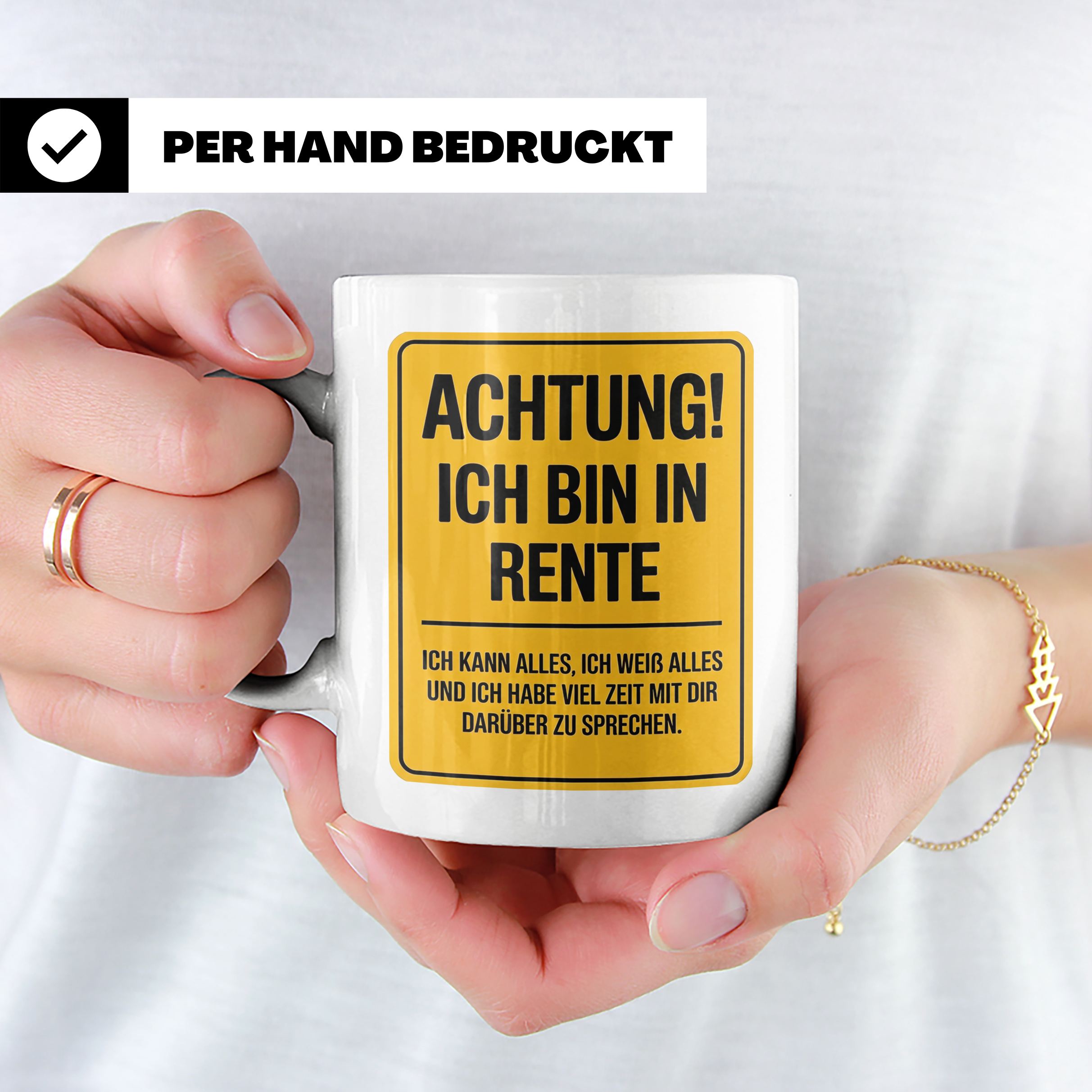 Rentner Tasse - Achtung Ich Bin In Rente - Geschenkidee für  – Weiß [farbe:weiß]