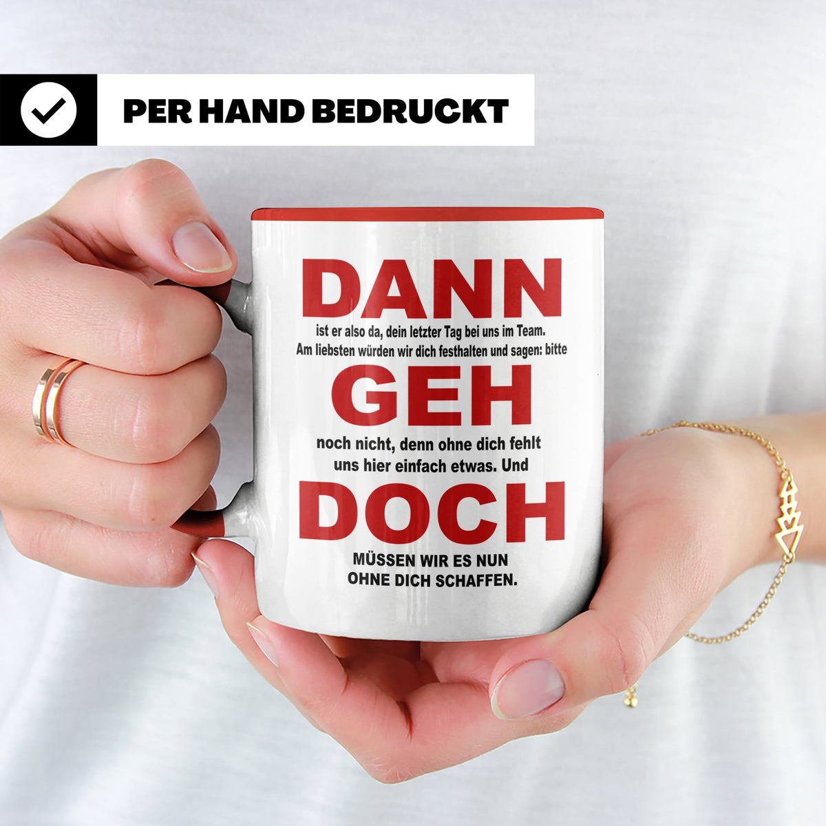 Abschiedsgeschenk Tasse Jobwechsel - Dann geh doch! Bürotass – Rot [farbe:rot]