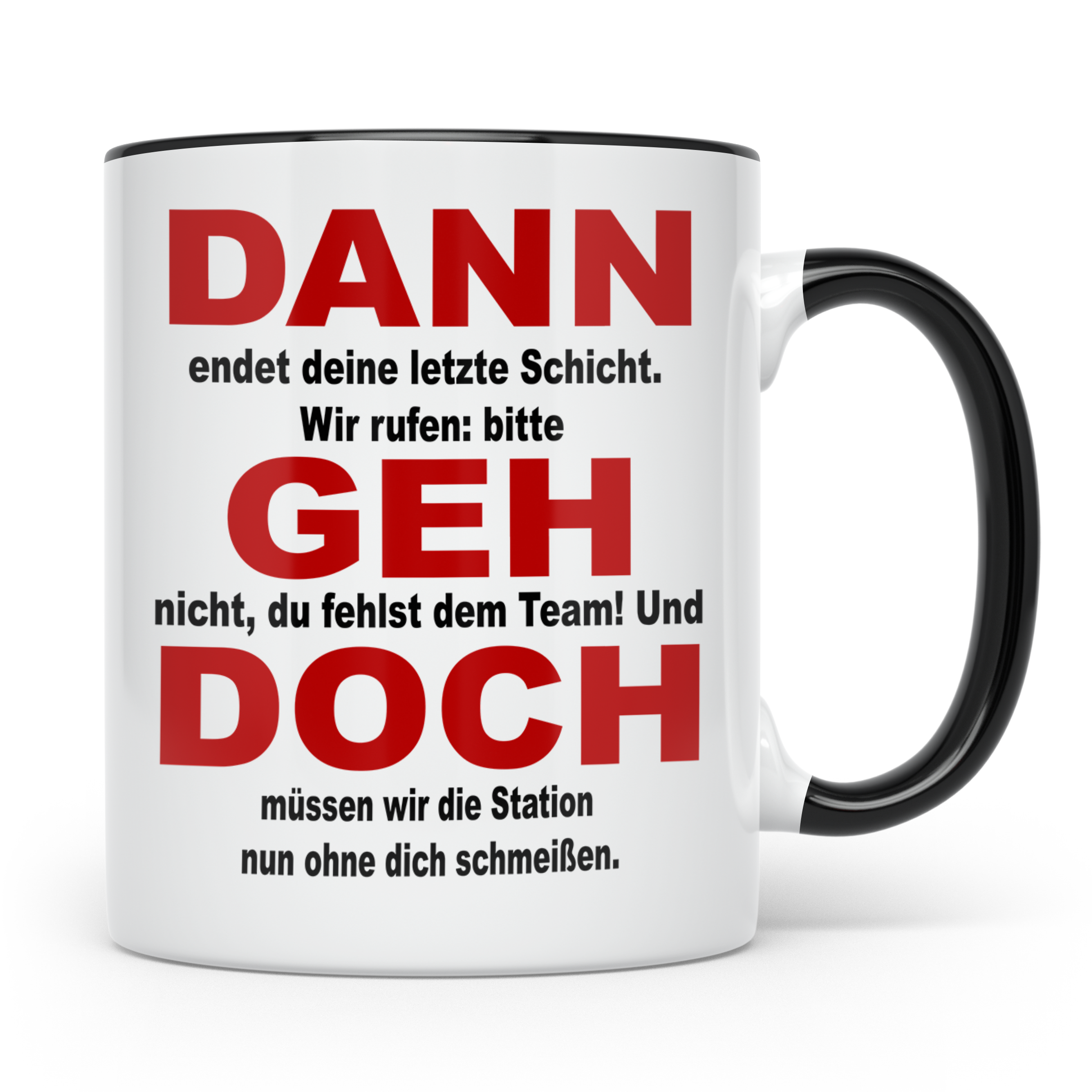 Abschiedsgeschenk Pflegekraft Tasse, Abschied Pflege Station – Schwarz [farbe:schwarz]
