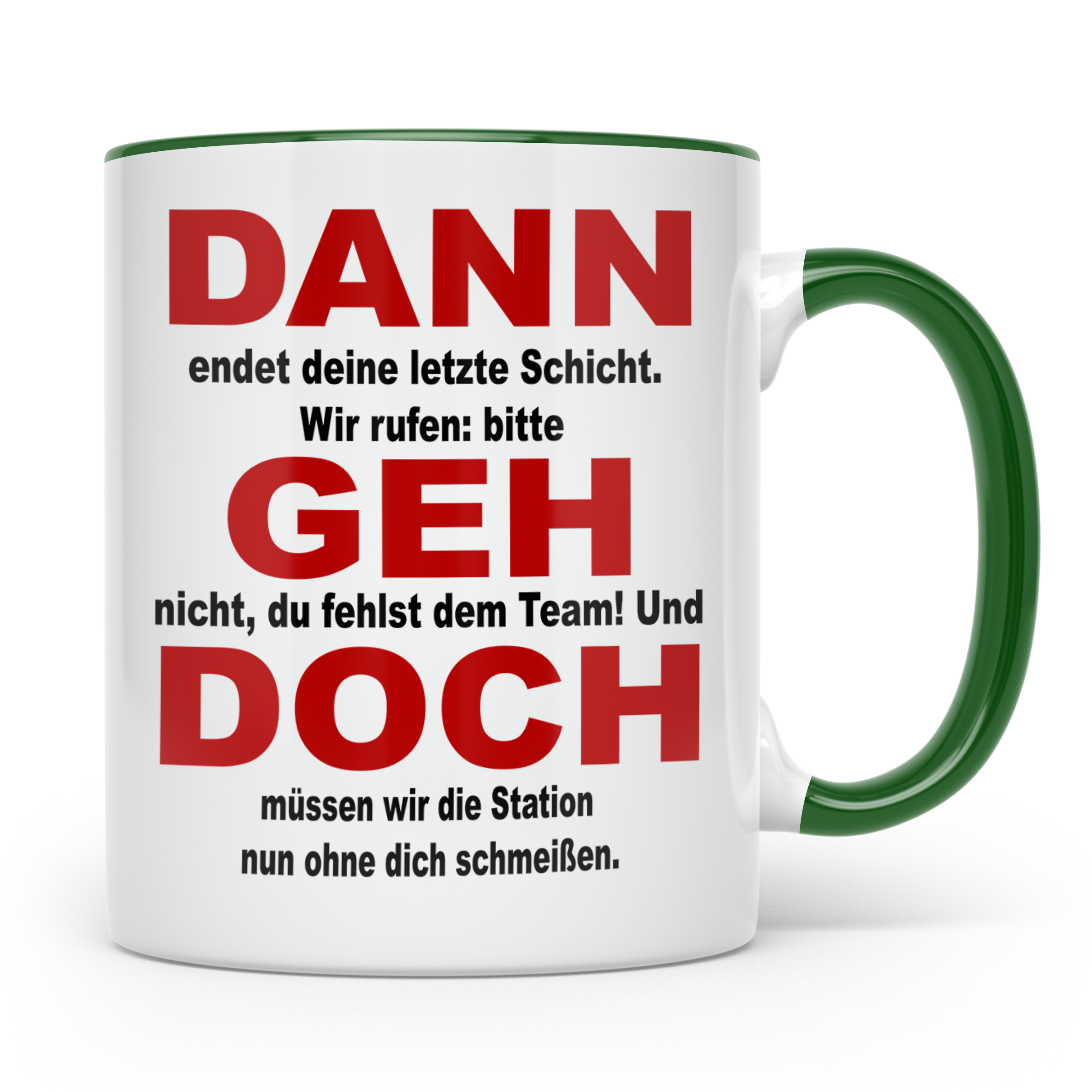 Abschiedsgeschenk Pflegekraft Tasse, Abschied Pflege Station – Grün [farbe:grün]