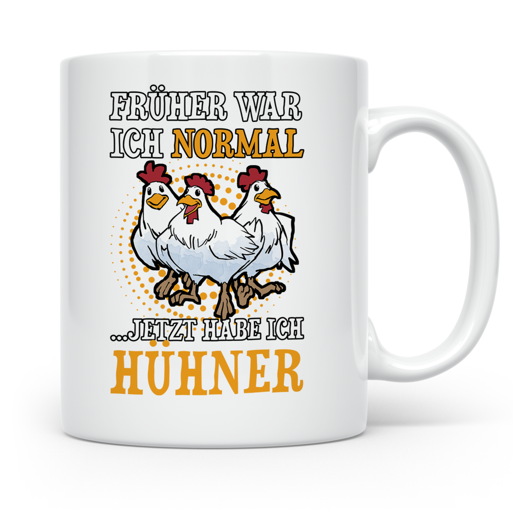 Hühner Tasse - Früher war ich normal Landwirtin Huhn Hühners – Weiß [farbe:weiß]