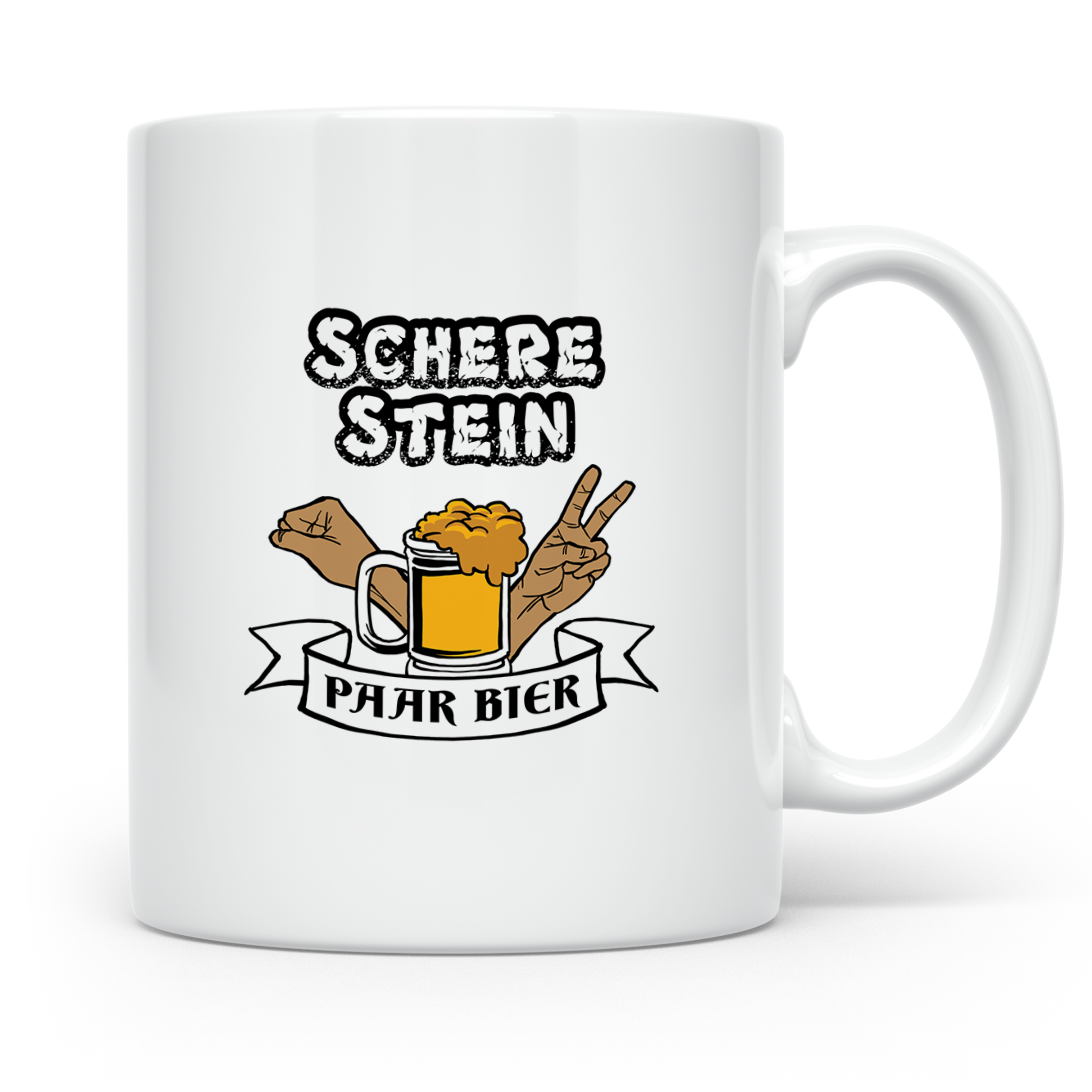 Bier Tasse - Paar Bier Motiv - Peace Zeichen & Faust - Lusti – Weiß [farbe:weiß]