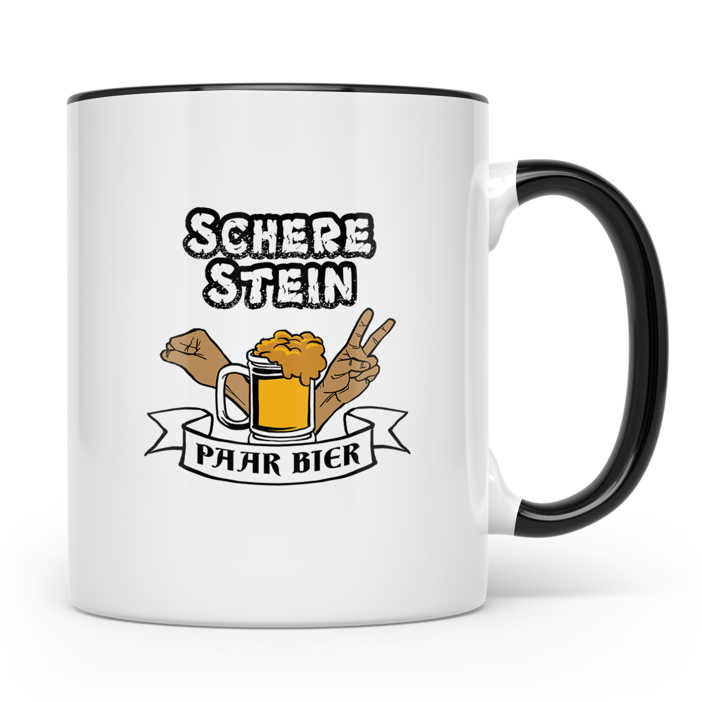 Bier Tasse - Paar Bier Motiv - Peace Zeichen & Faust - Lusti – Schwarz [farbe:schwarz]
