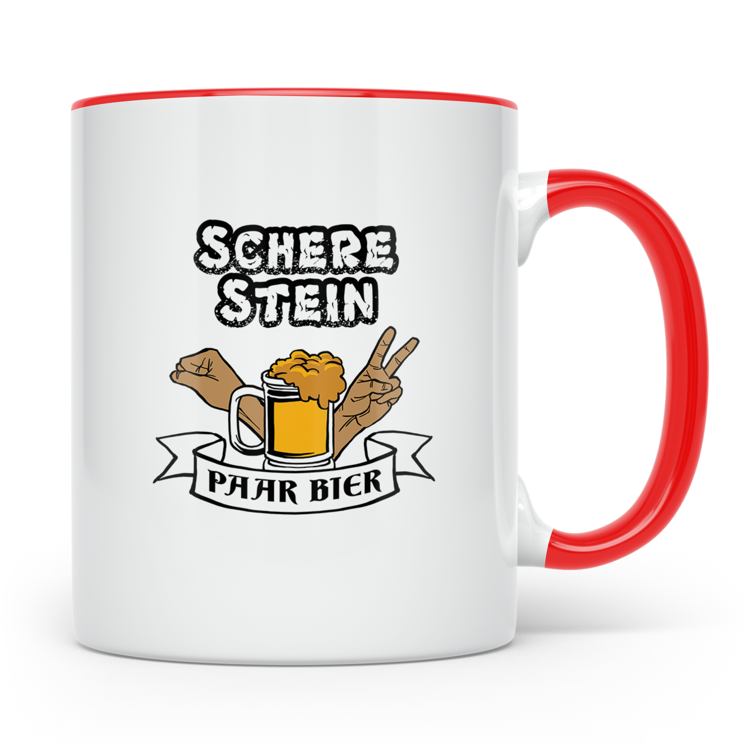 Bier Tasse - Paar Bier Motiv - Peace Zeichen & Faust - Lusti – Rot [farbe:rot]