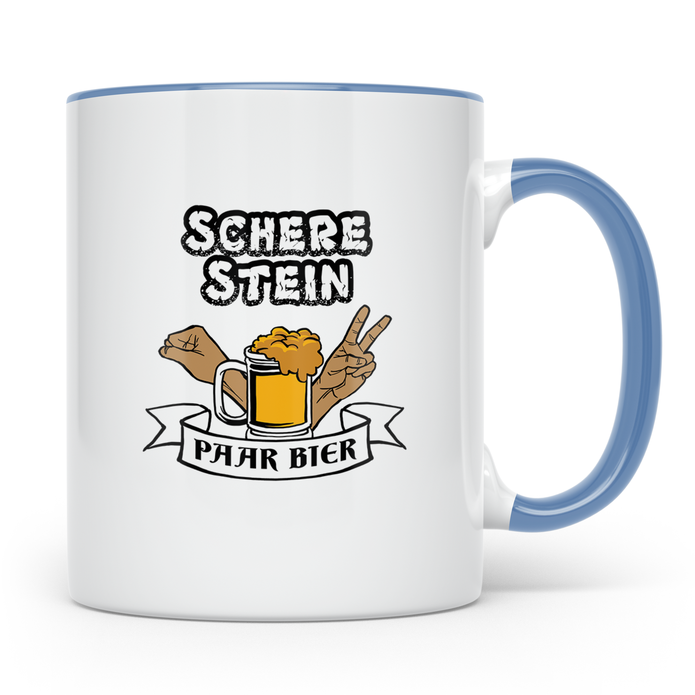 Bier Tasse - Paar Bier Motiv - Peace Zeichen & Faust - Lusti – Blau [farbe:blau]