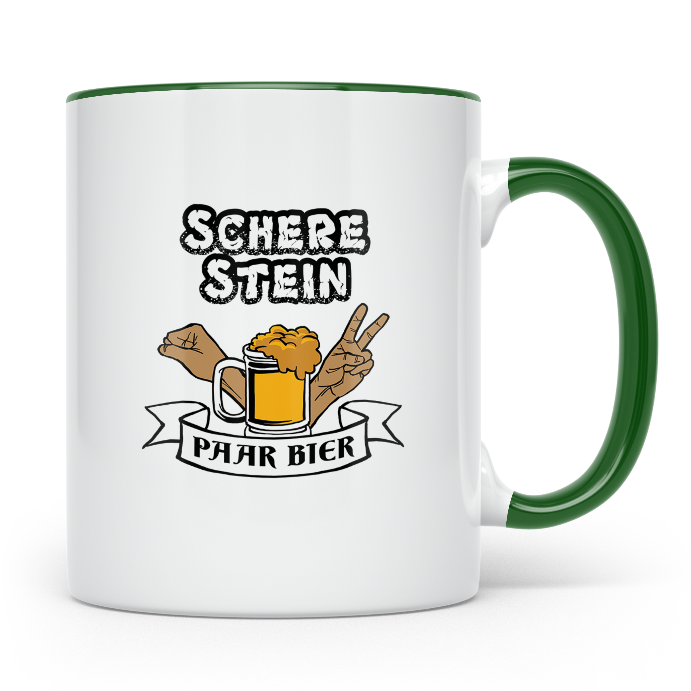 Bier Tasse - Paar Bier Motiv - Peace Zeichen & Faust - Lusti – Grün [farbe:grün]
