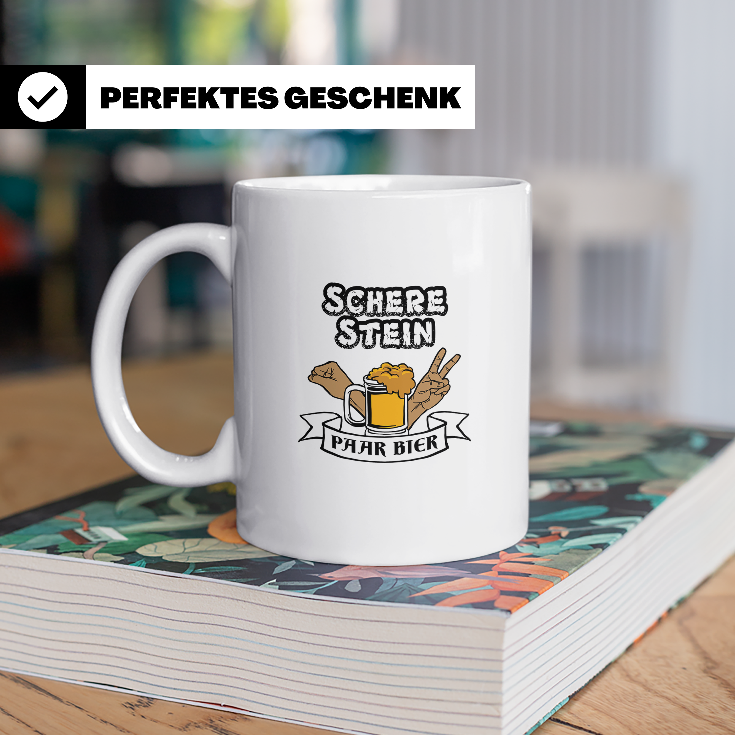 Bier Tasse - Paar Bier Motiv - Peace Zeichen & Faust - Lusti – Weiß [farbe:weiß]