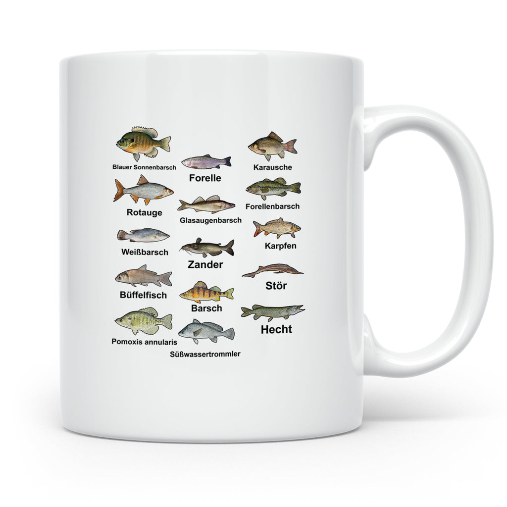 Angler Tasse: Süßwasserfische - Barsch, Hecht, Wels - Fischa – Weiß [farbe:weiß]