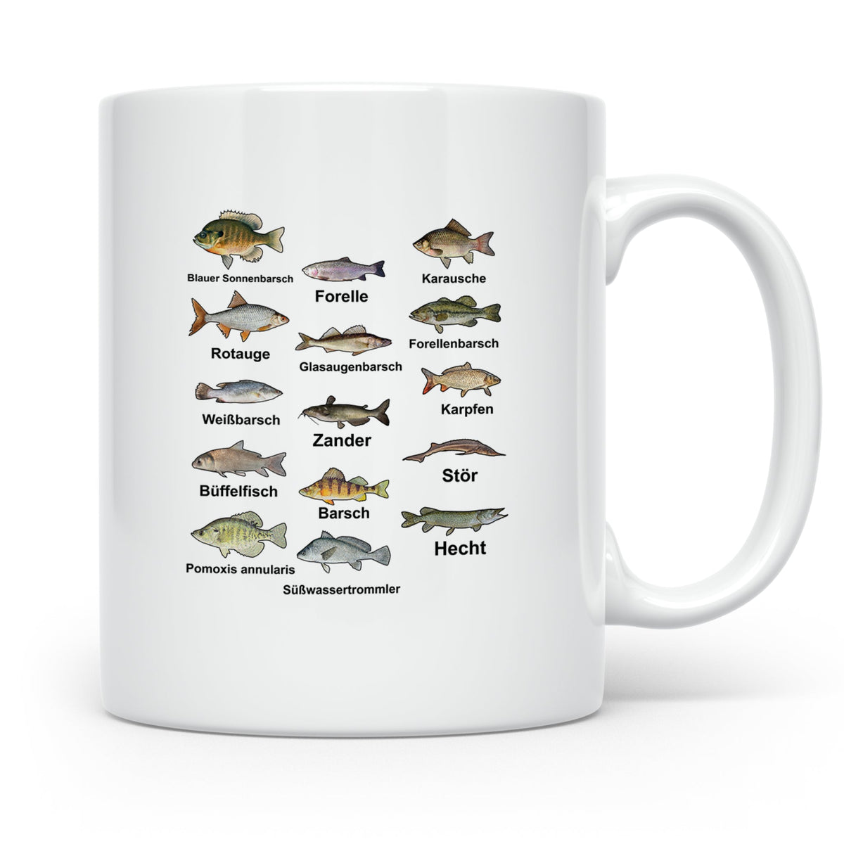 Angler Tasse: Süßwasserfische - Barsch, Hecht, Wels - Fischa – Weiß [farbe:weiß]