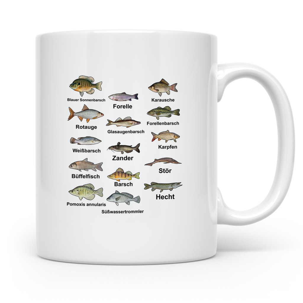 Angler Tasse: Süßwasserfische - Barsch, Hecht, Wels - Fischa – Weiß [farbe:weiß]