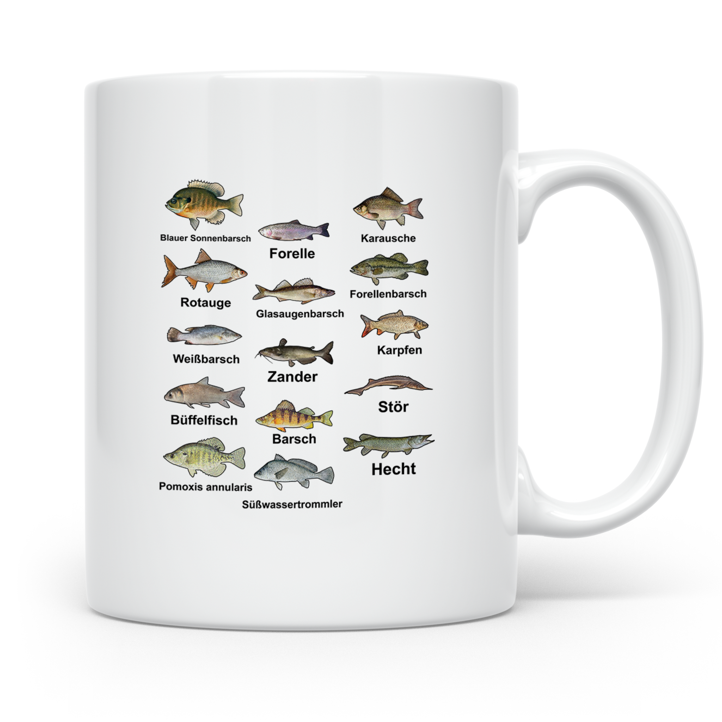 Angler Tasse: Süßwasserfische - Barsch, Hecht, Wels - Fischa – Weiß [farbe:weiß]