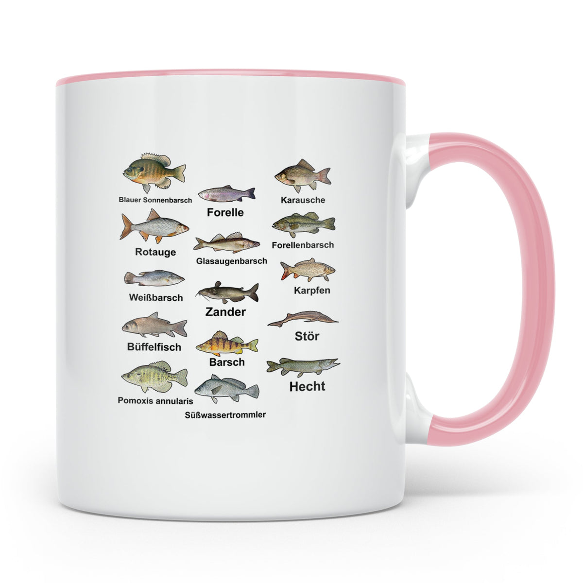 Angler Tasse: Süßwasserfische - Barsch, Hecht, Wels - Fischa – Rosa [farbe:rosa]