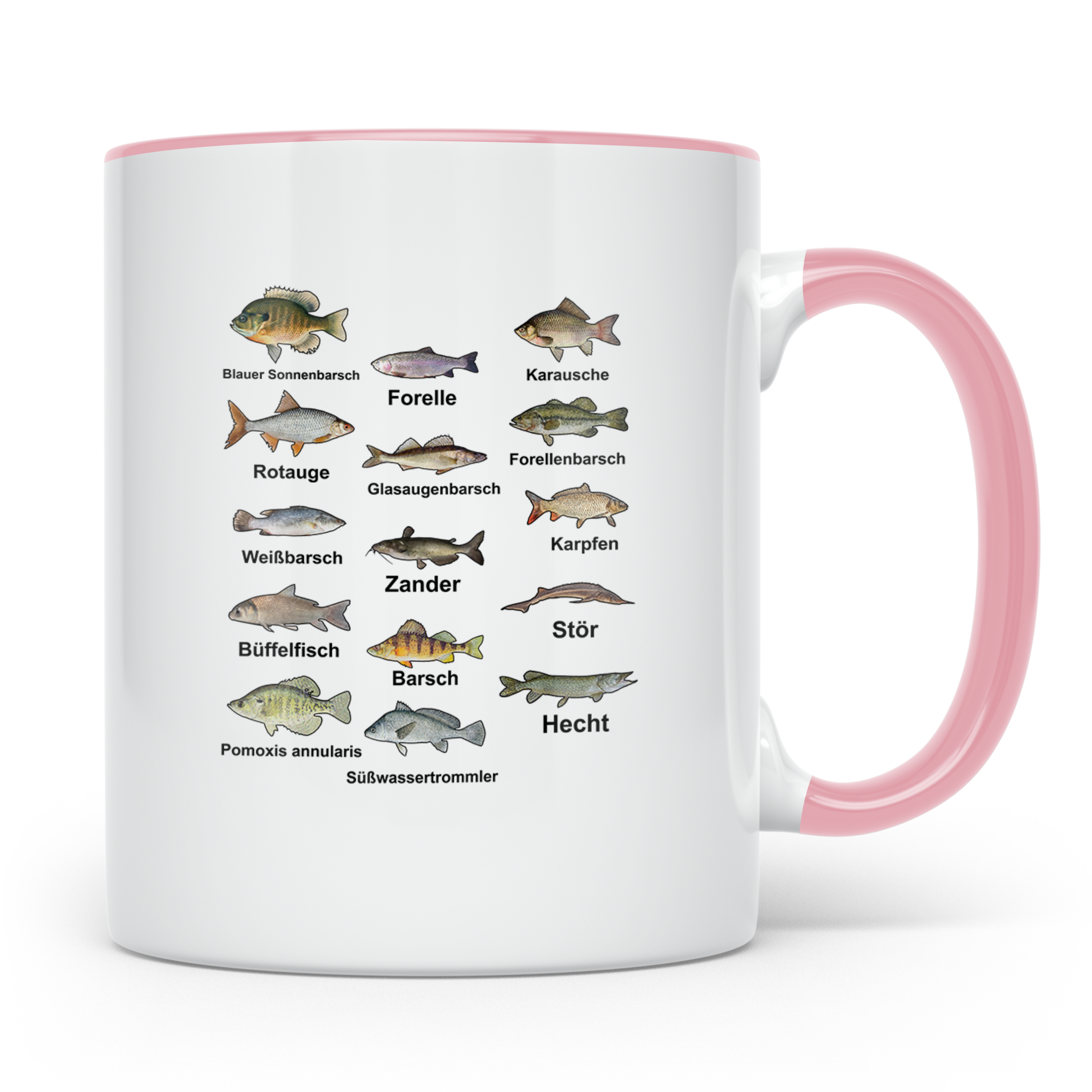 Angler Tasse: Süßwasserfische - Barsch, Hecht, Wels - Fischa – Rosa [farbe:rosa]
