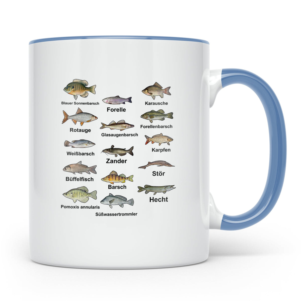 Angler Tasse: Süßwasserfische - Barsch, Hecht, Wels - Fischa – Blau [farbe:blau]