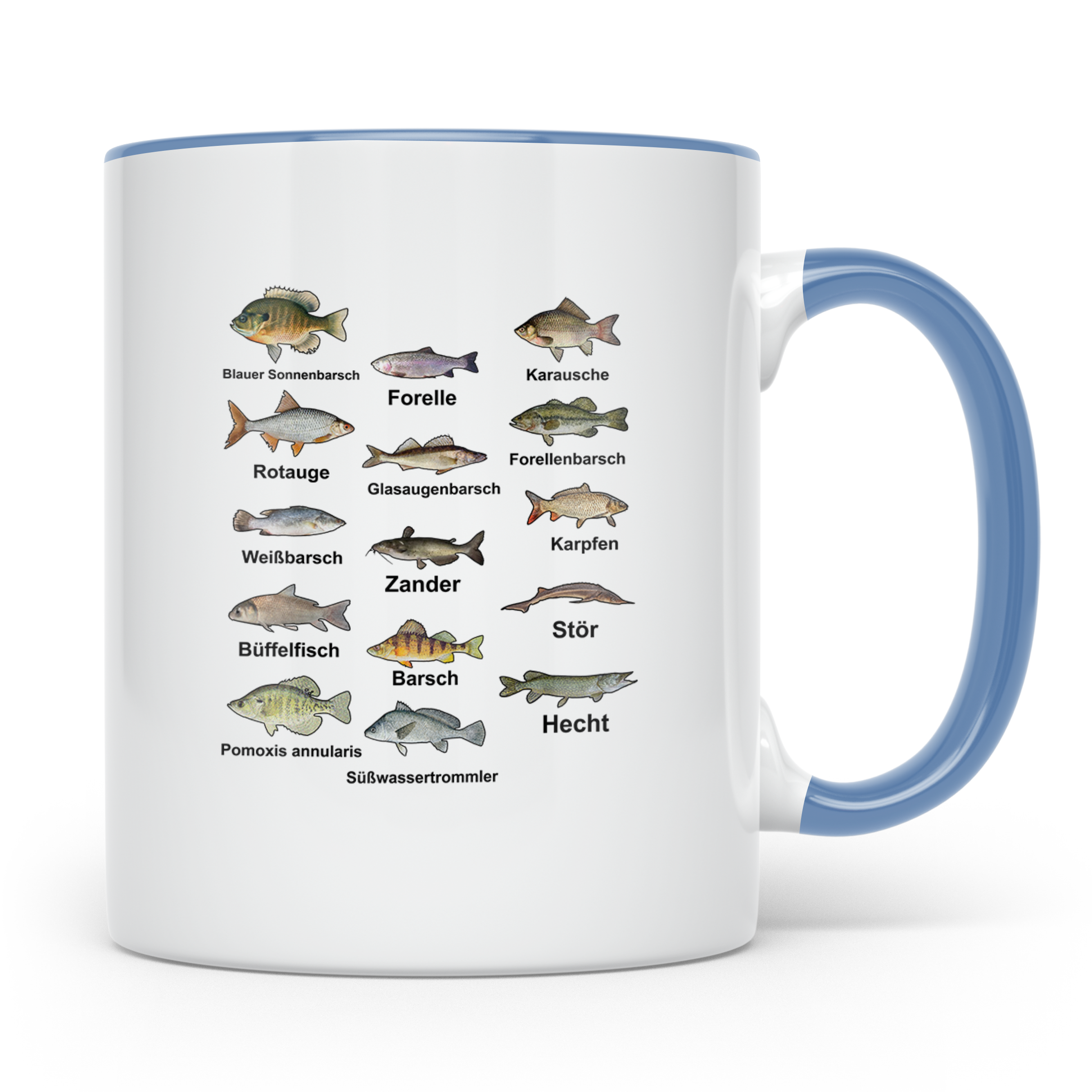 Angler Tasse: Süßwasserfische - Barsch, Hecht, Wels - Fischa – Blau [farbe:blau]