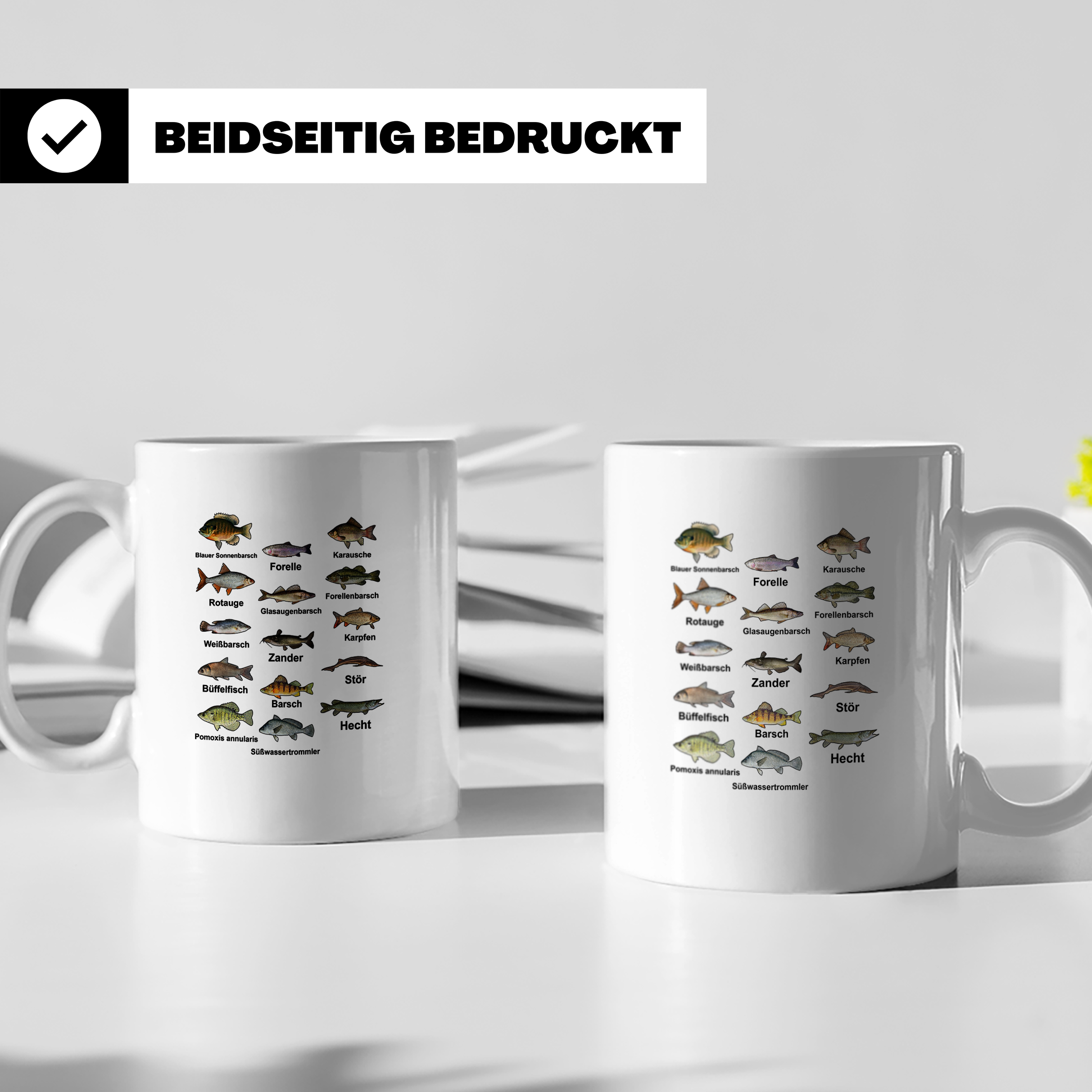 Angler Tasse: Süßwasserfische - Barsch, Hecht, Wels - Fischa – Weiß [farbe:weiß]