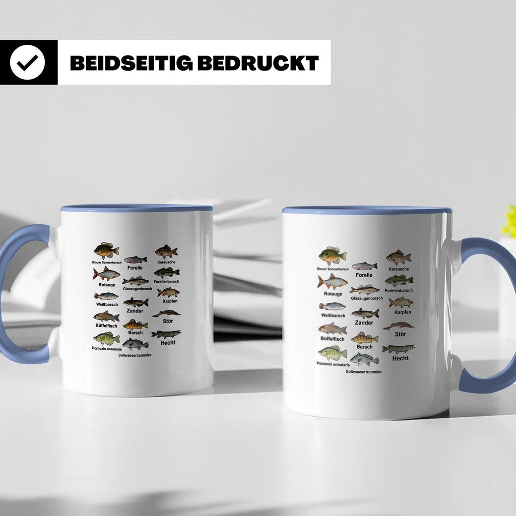 Angler Tasse: Süßwasserfische - Barsch, Hecht, Wels - Fischa – Blau [farbe:blau]
