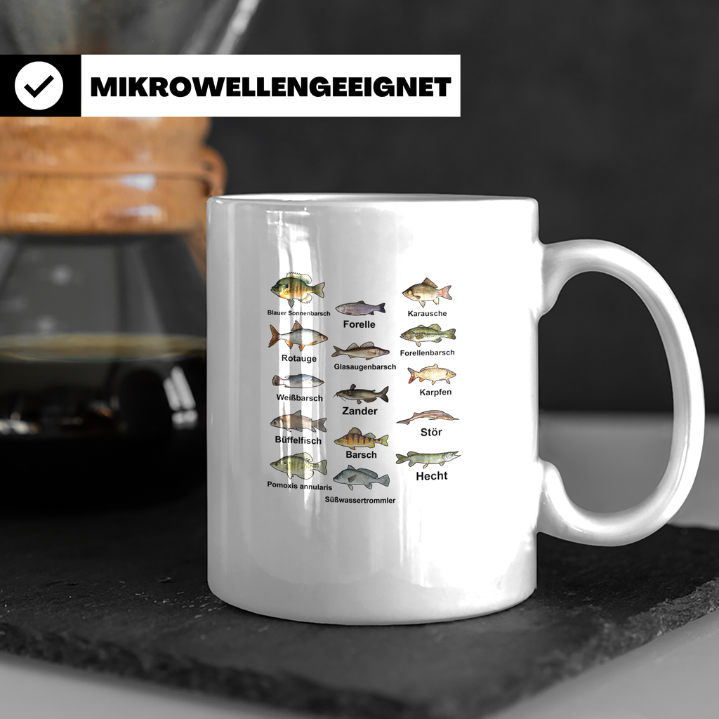 Angler Tasse: Süßwasserfische - Barsch, Hecht, Wels - Fischa – Weiß [farbe:weiß]