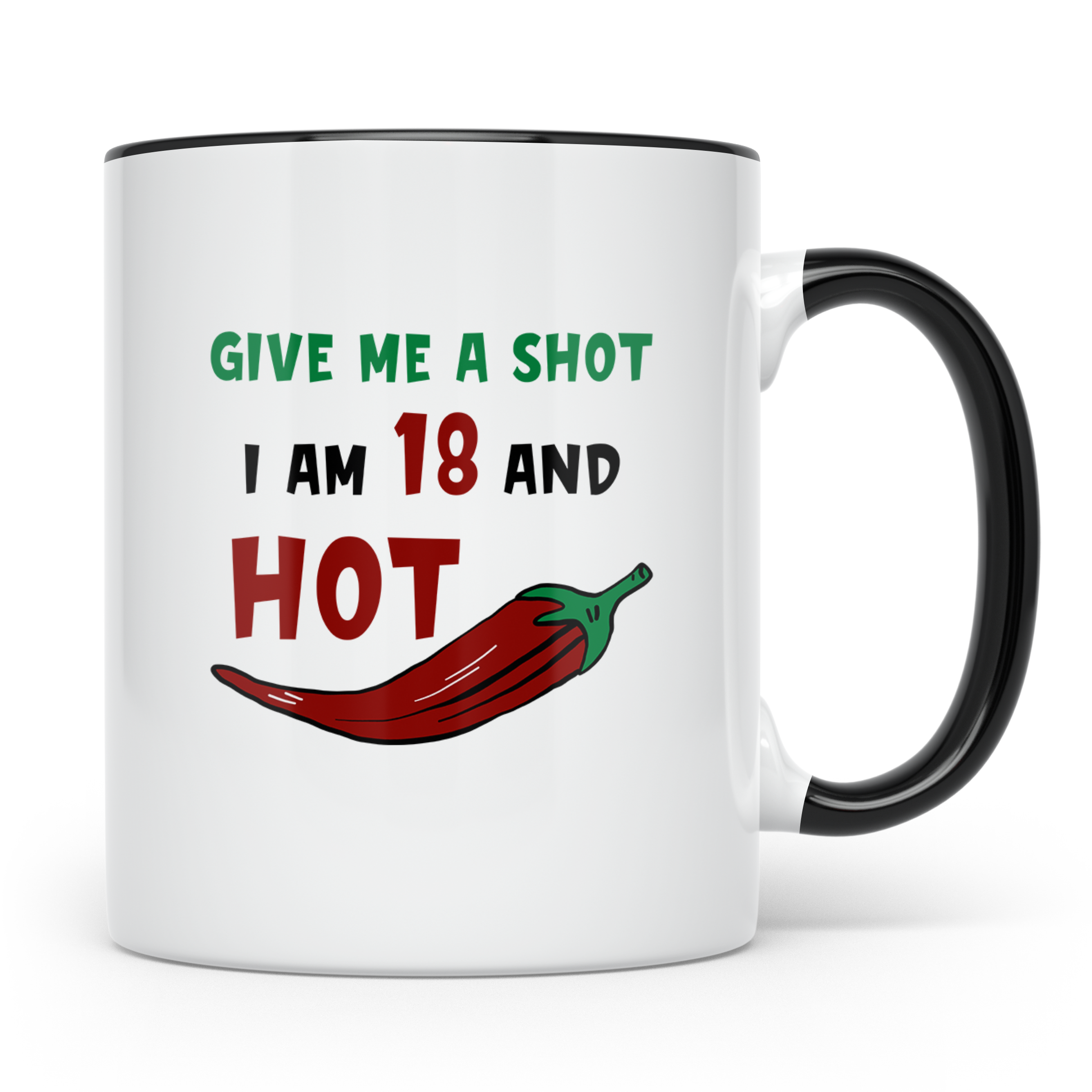 Chili Shot 18 Geburtstag Tasse - Scharfes Essen, Chili Liebh – Schwarz [farbe:schwarz]