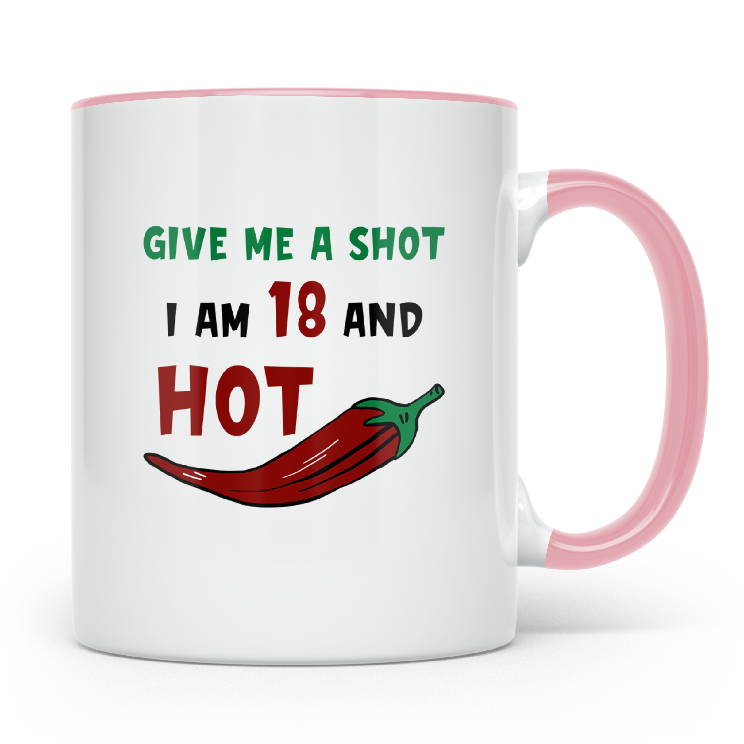 Chili Shot 18 Geburtstag Tasse - Scharfes Essen, Chili Liebh – Rosa [farbe:rosa]