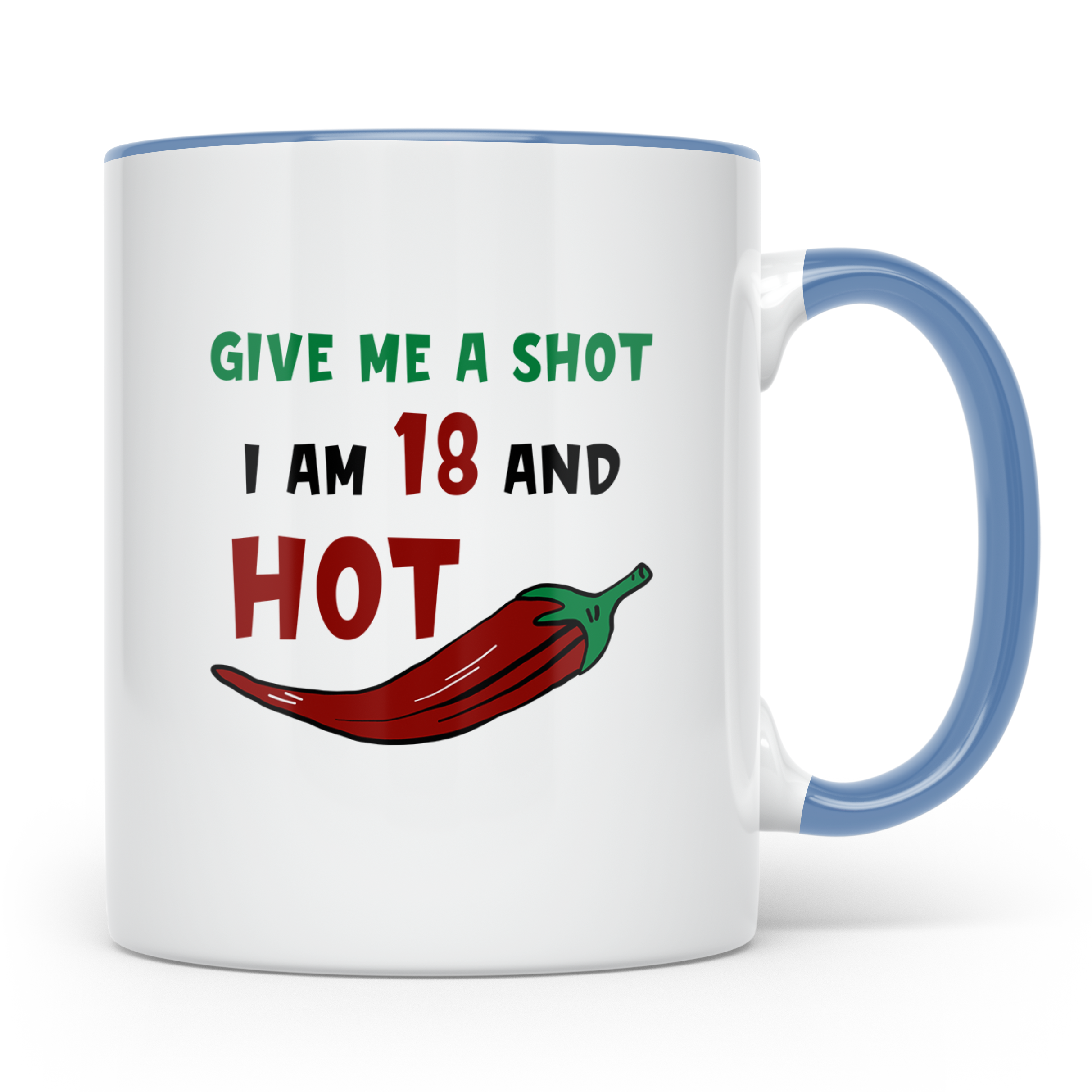 Chili Shot 18 Geburtstag Tasse - Scharfes Essen, Chili Liebh – Blau [farbe:blau]