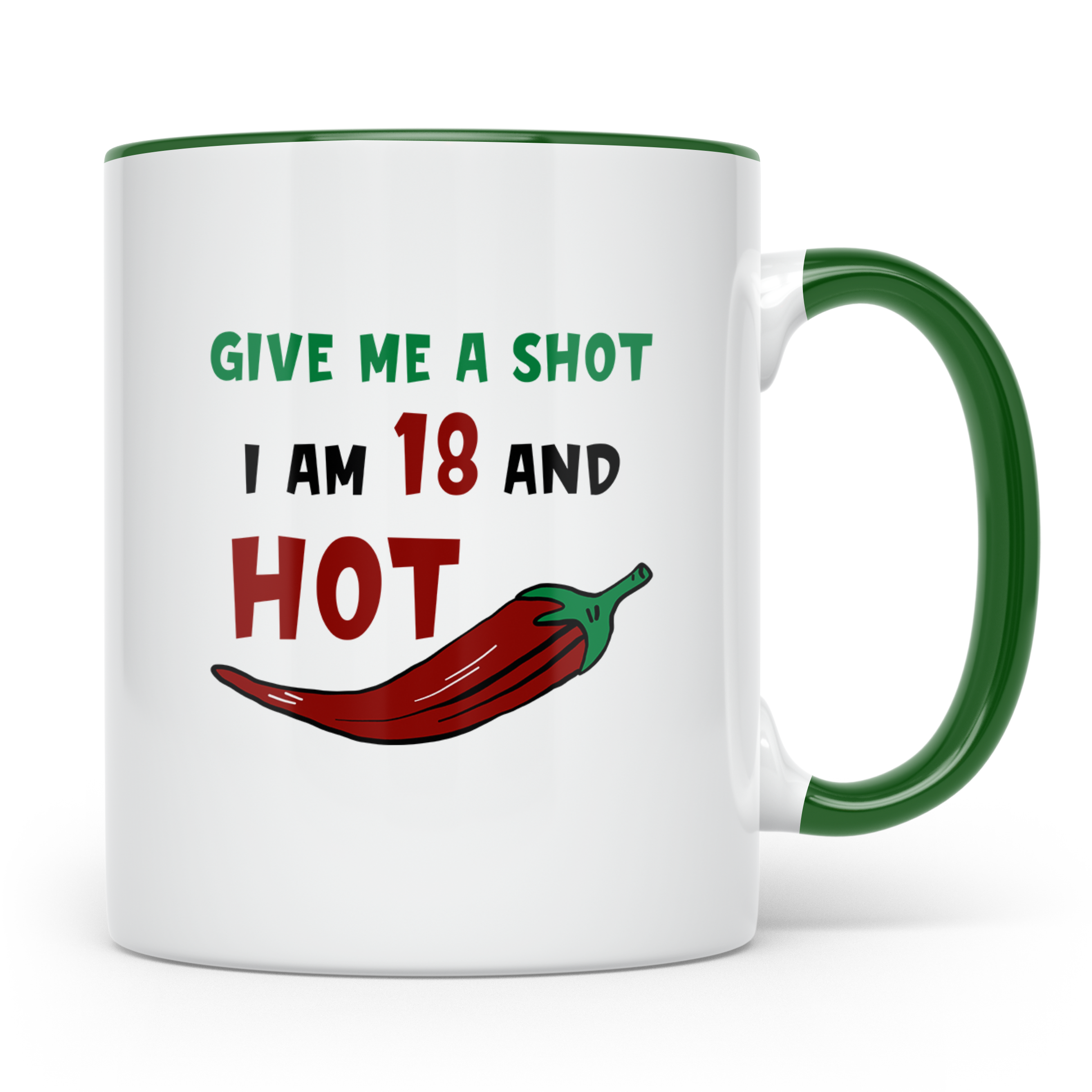 Chili Shot 18 Geburtstag Tasse - Scharfes Essen, Chili Liebh – Grün [farbe:grün]
