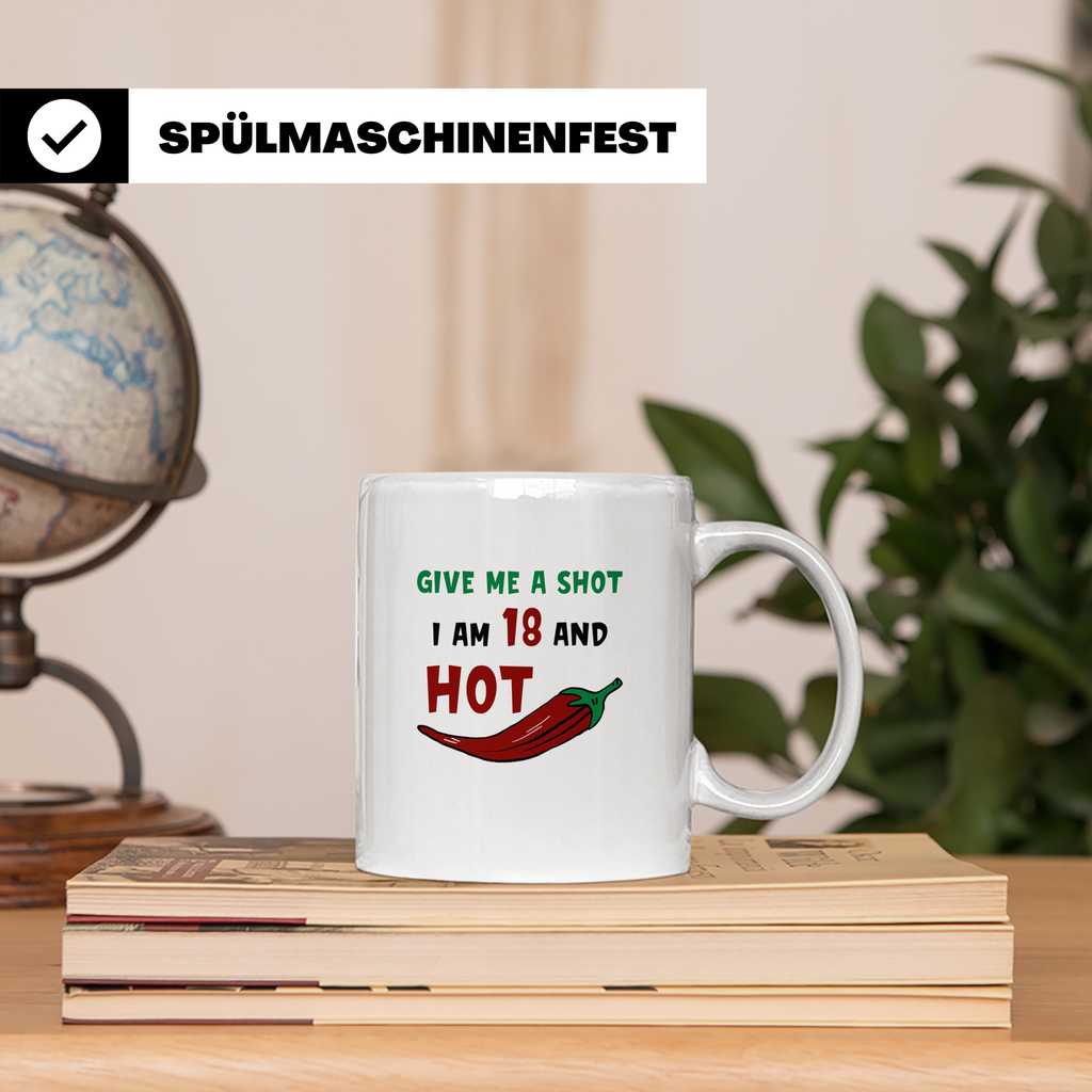 Chili Shot 18 Geburtstag Tasse - Scharfes Essen, Chili Liebh – Weiß [farbe:weiß]