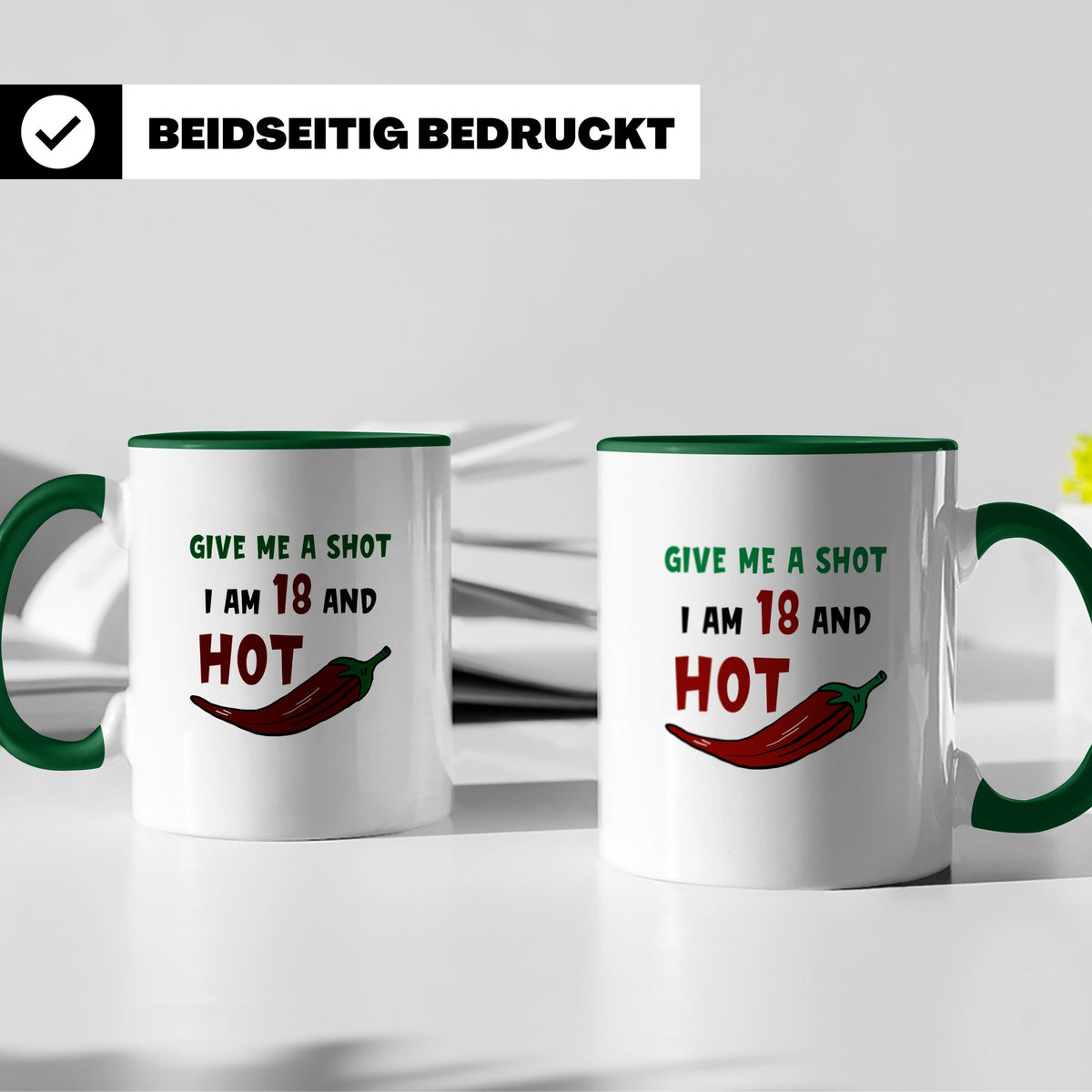 Chili Shot 18 Geburtstag Tasse - Scharfes Essen, Chili Liebh – Grün [farbe:grün]