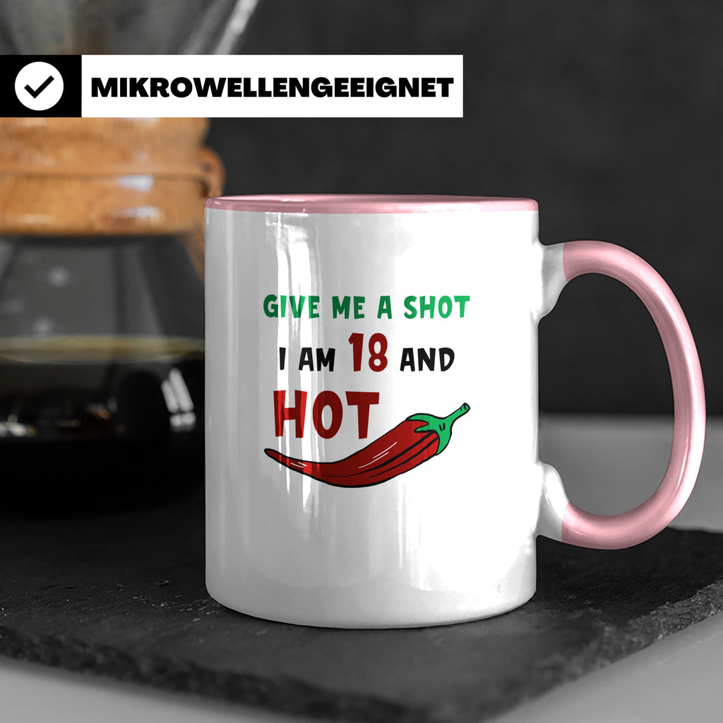 Chili Shot 18 Geburtstag Tasse - Scharfes Essen, Chili Liebh – Rosa [farbe:rosa]