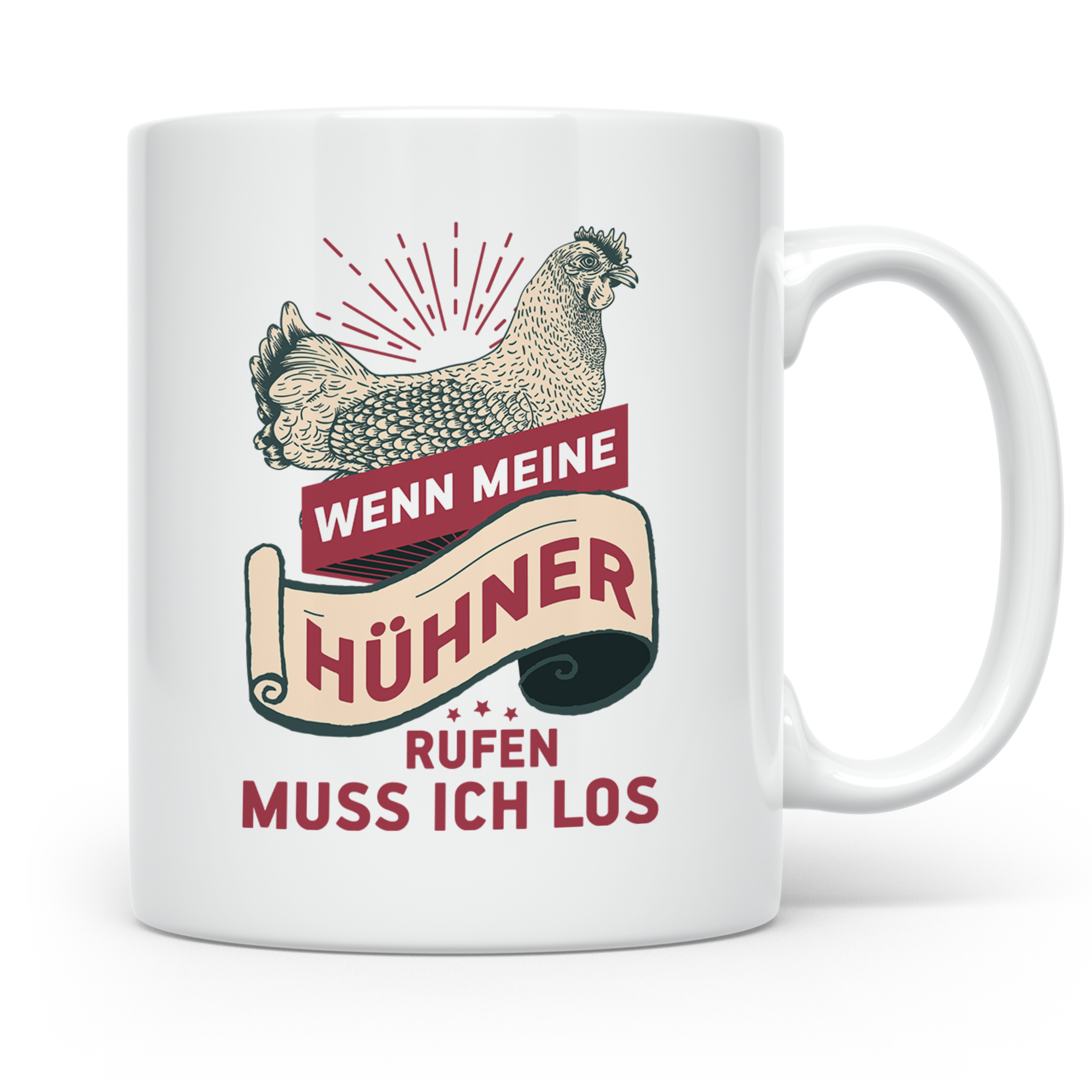 Hühner Tasse - Wenn meine Hühner rufen muss ich los! - Hühne – Weiß [farbe:weiß]