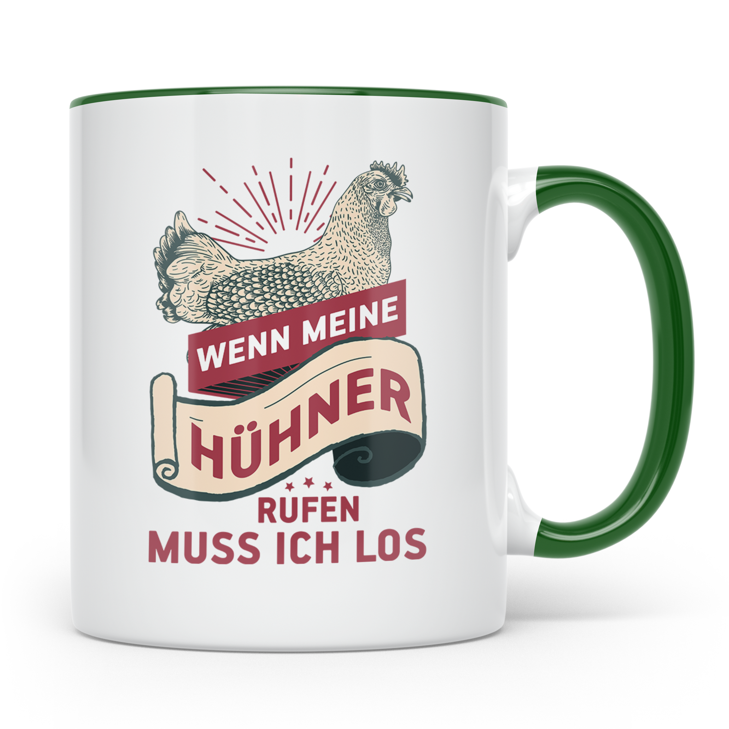 Hühner Tasse - Wenn meine Hühner rufen muss ich los! - Hühne – Grün [farbe:grün]
