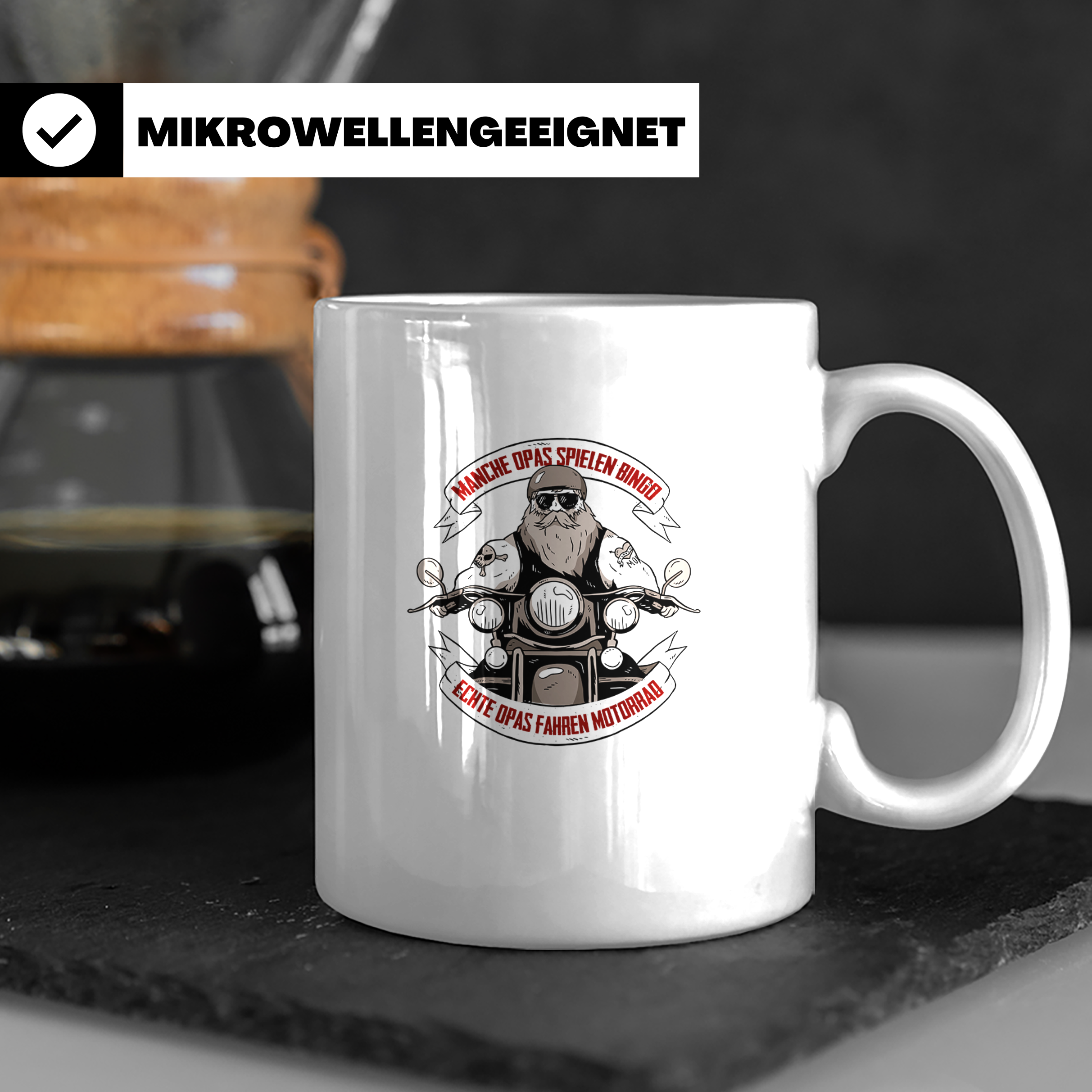 Biker Opa Tasse Echte Opas fahren Motorrad | Geschenk für Gr – Weiß [farbe:weiß]