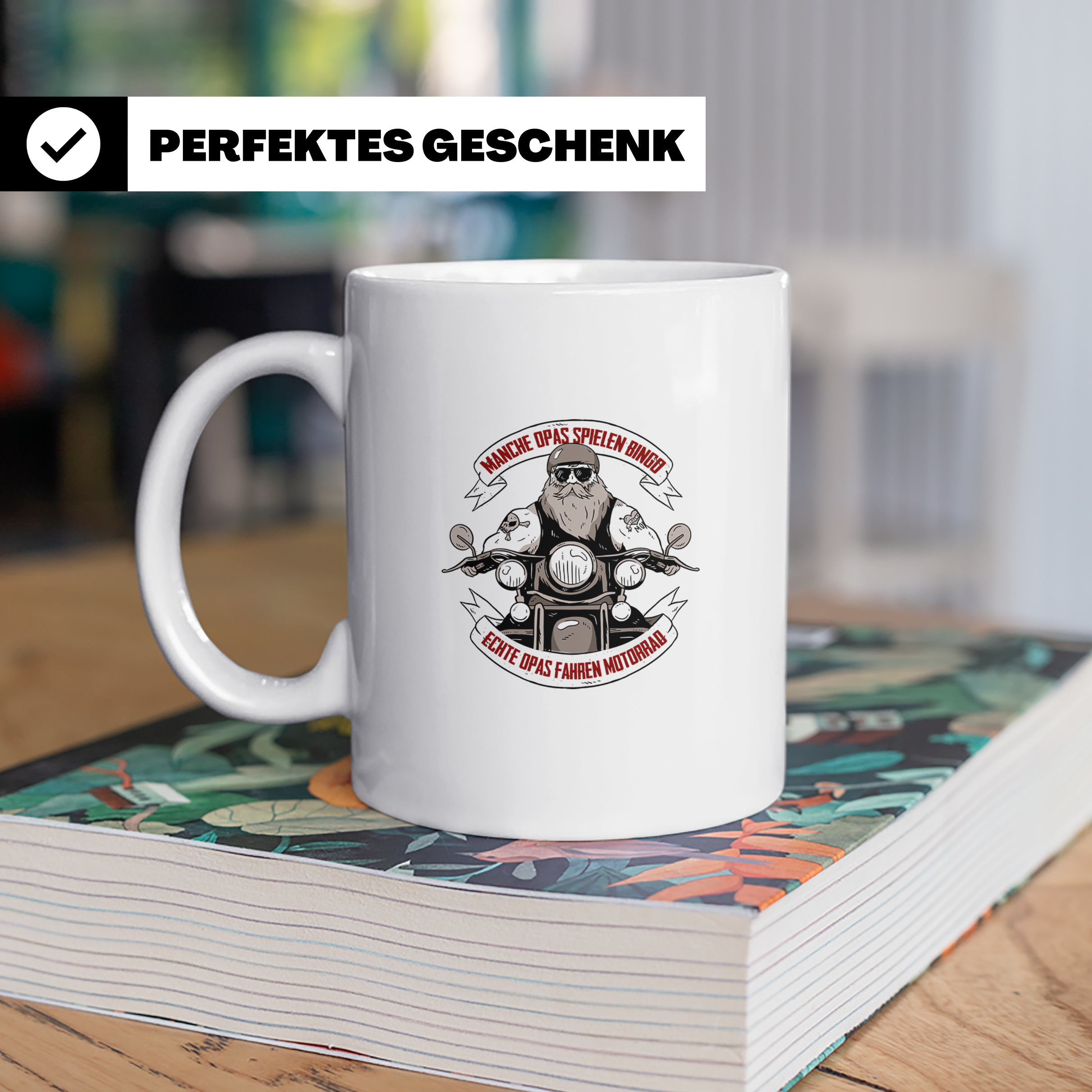 Biker Opa Tasse Echte Opas fahren Motorrad | Geschenk für Gr – Weiß [farbe:weiß]