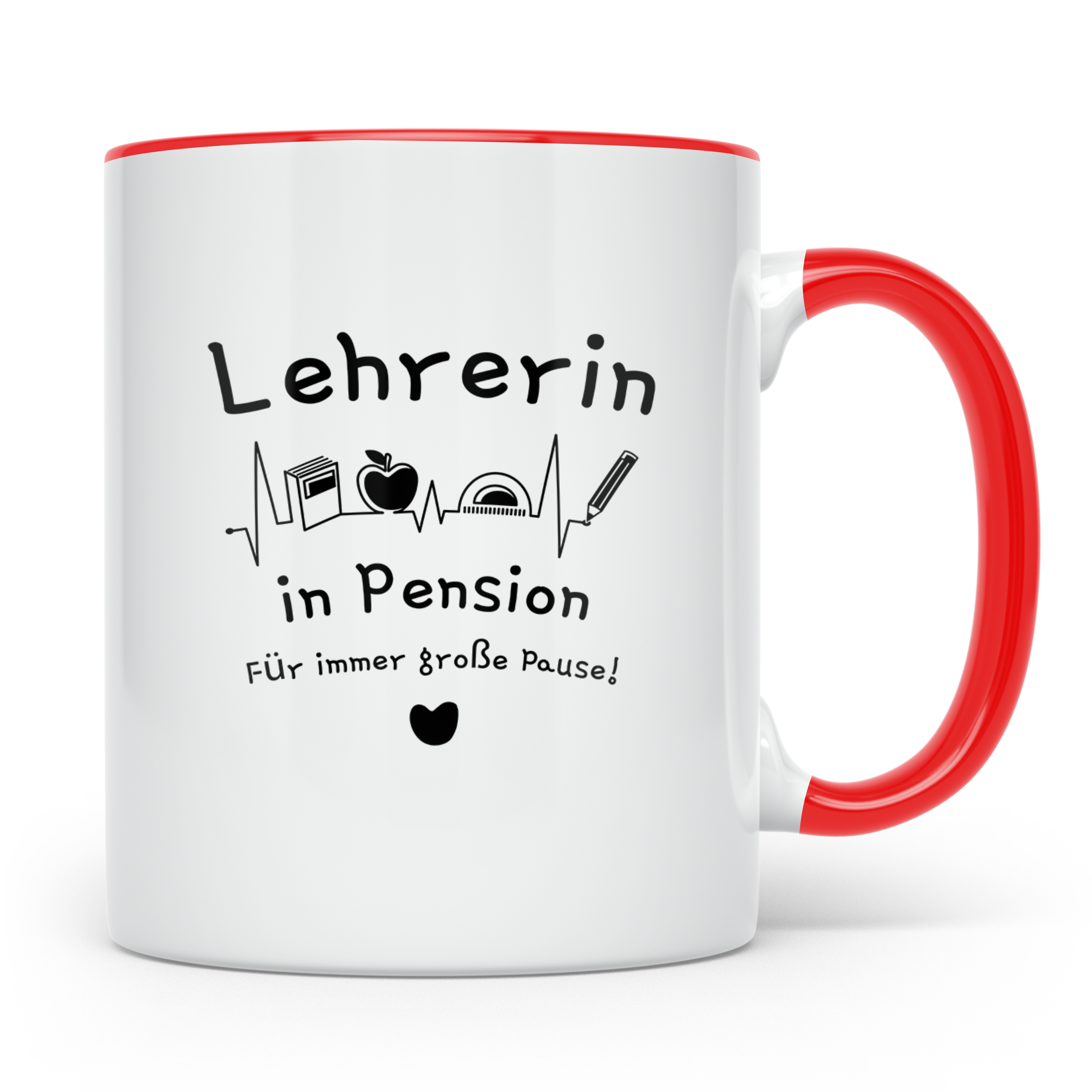 Tasse Lehrerin in Pension Geschenk Ruhestand Lehrerin Abschi – Rot [farbe:rot]
