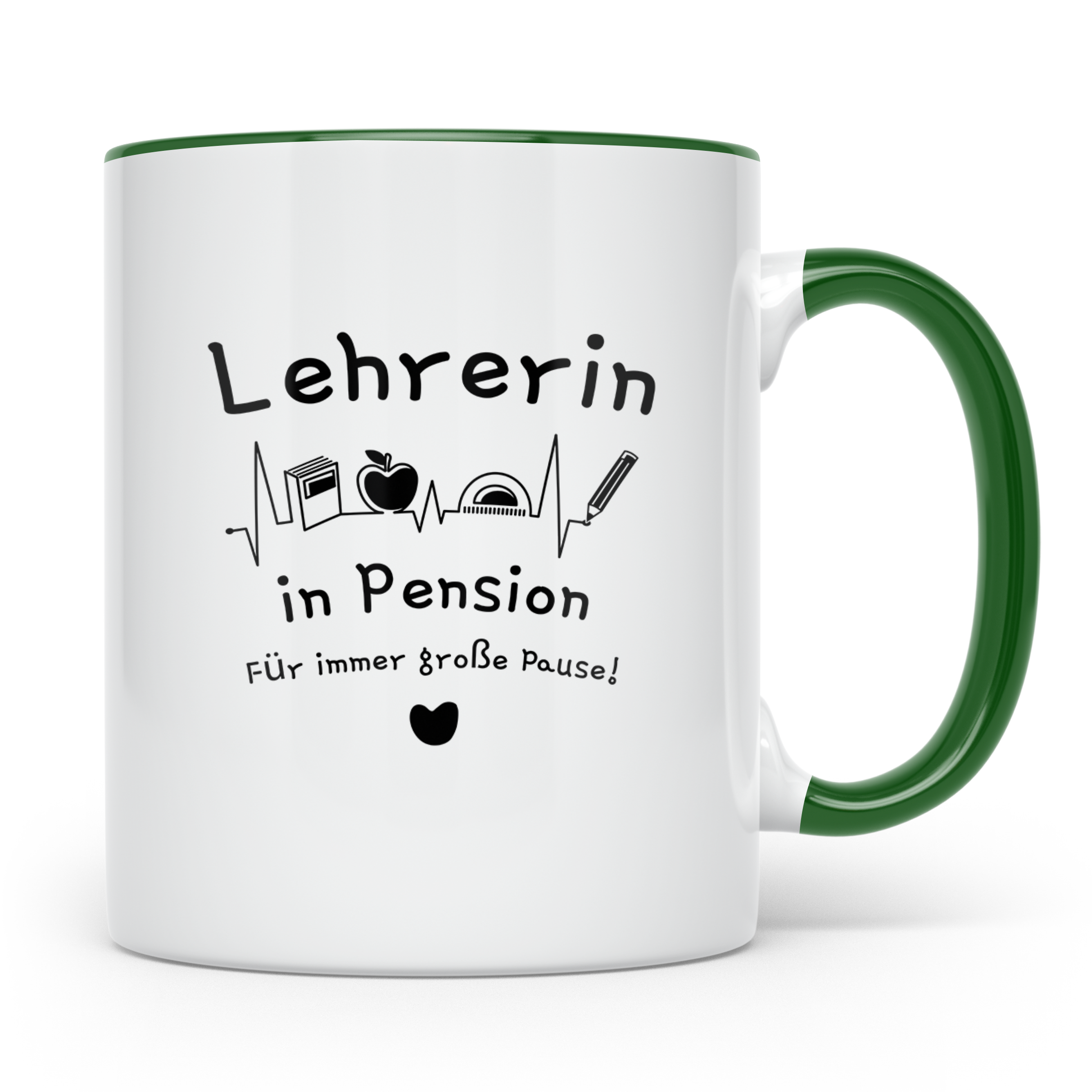 Tasse Lehrerin in Pension Geschenk Ruhestand Lehrerin Abschi – Grün [farbe:grün]