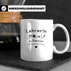 Tasse Lehrerin in Pension Geschenk Ruhestand Lehrerin Abschi – Weiß [farbe:weiß]