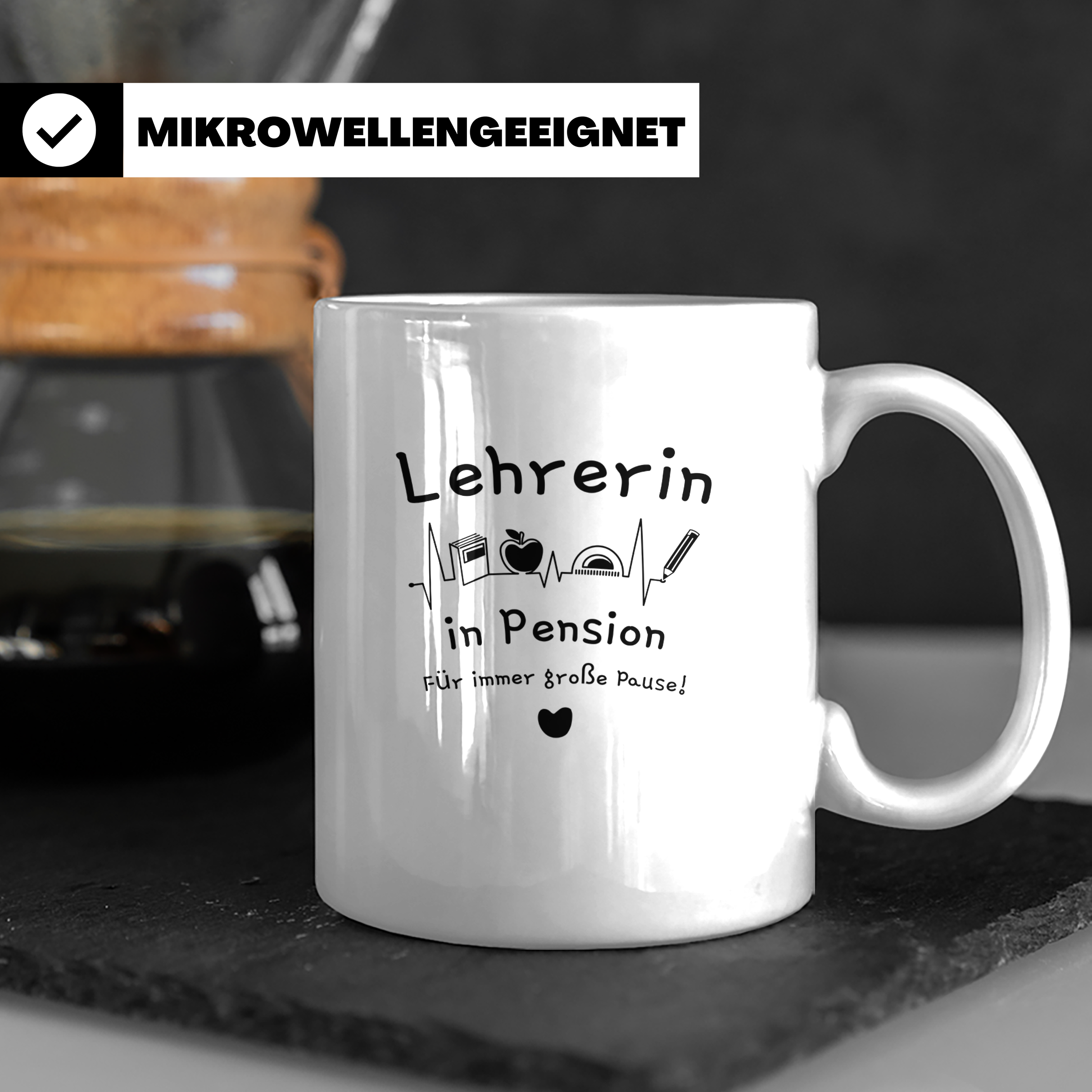 Tasse Lehrerin in Pension Geschenk Ruhestand Lehrerin Abschi – Weiß [farbe:weiß]