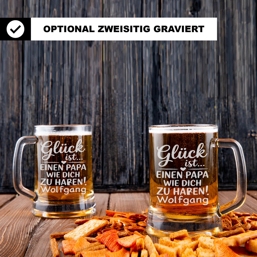 Bierkrug Papa Geschenk Vatertag Personalisiert Glück ist einen Papa wie dich zu haben Geschenkidee Männer