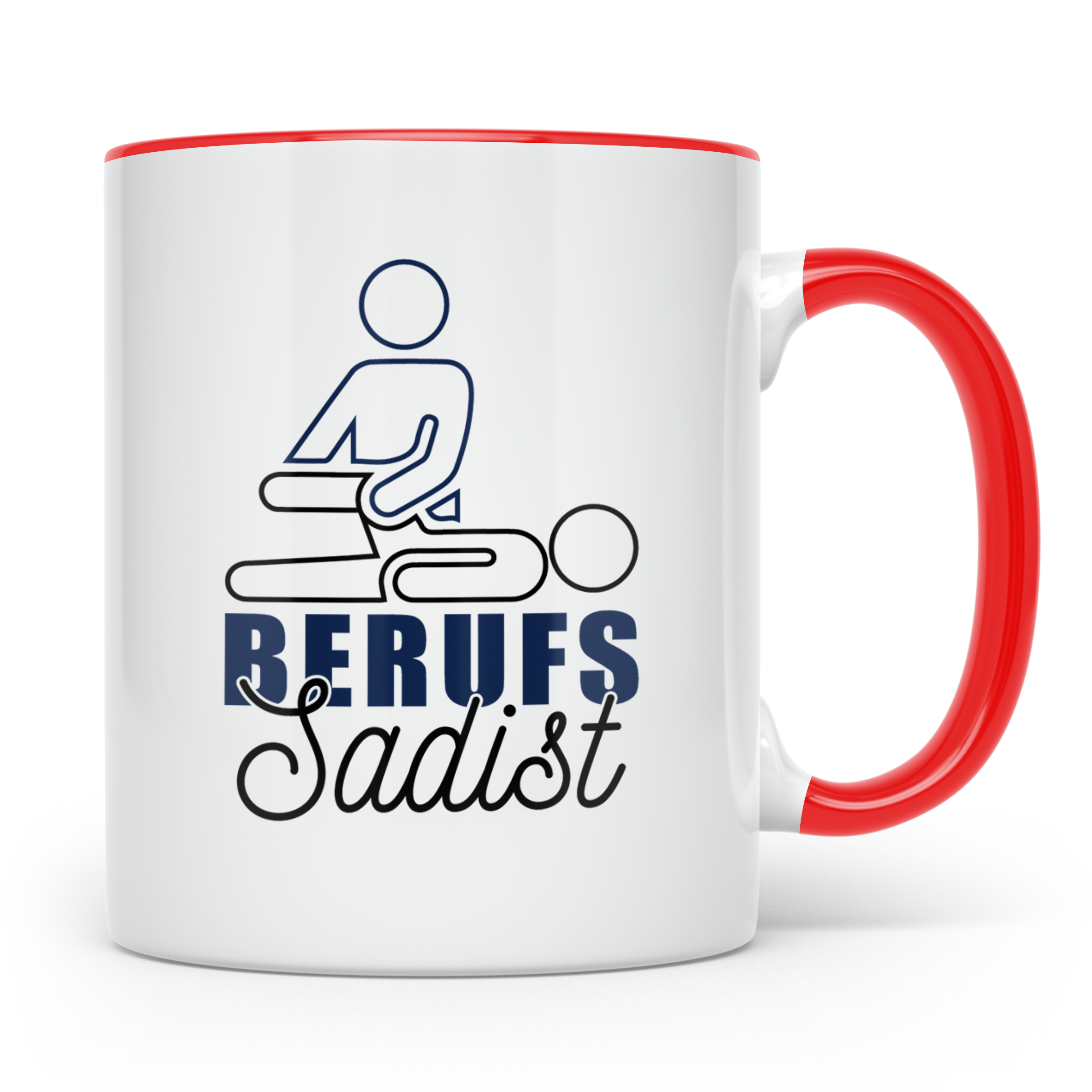 Berufssadist Tasse, Lustiges Physiotherapeut Geschenk, Masse – Rot [farbe:rot]